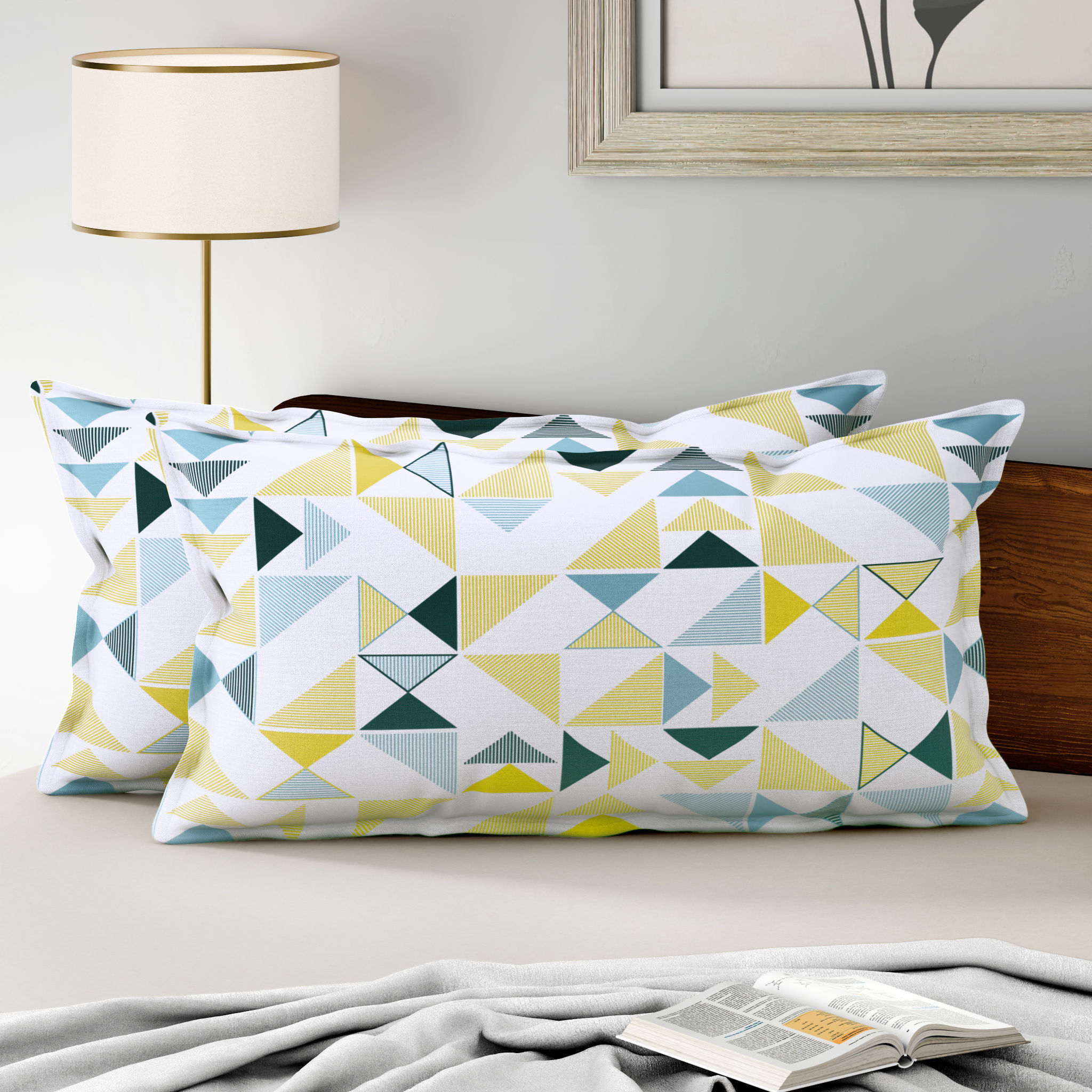 100% Cotton Pillow Cover | King Size 36x19 Inch | Set Of 2 | 160 TC | Maze