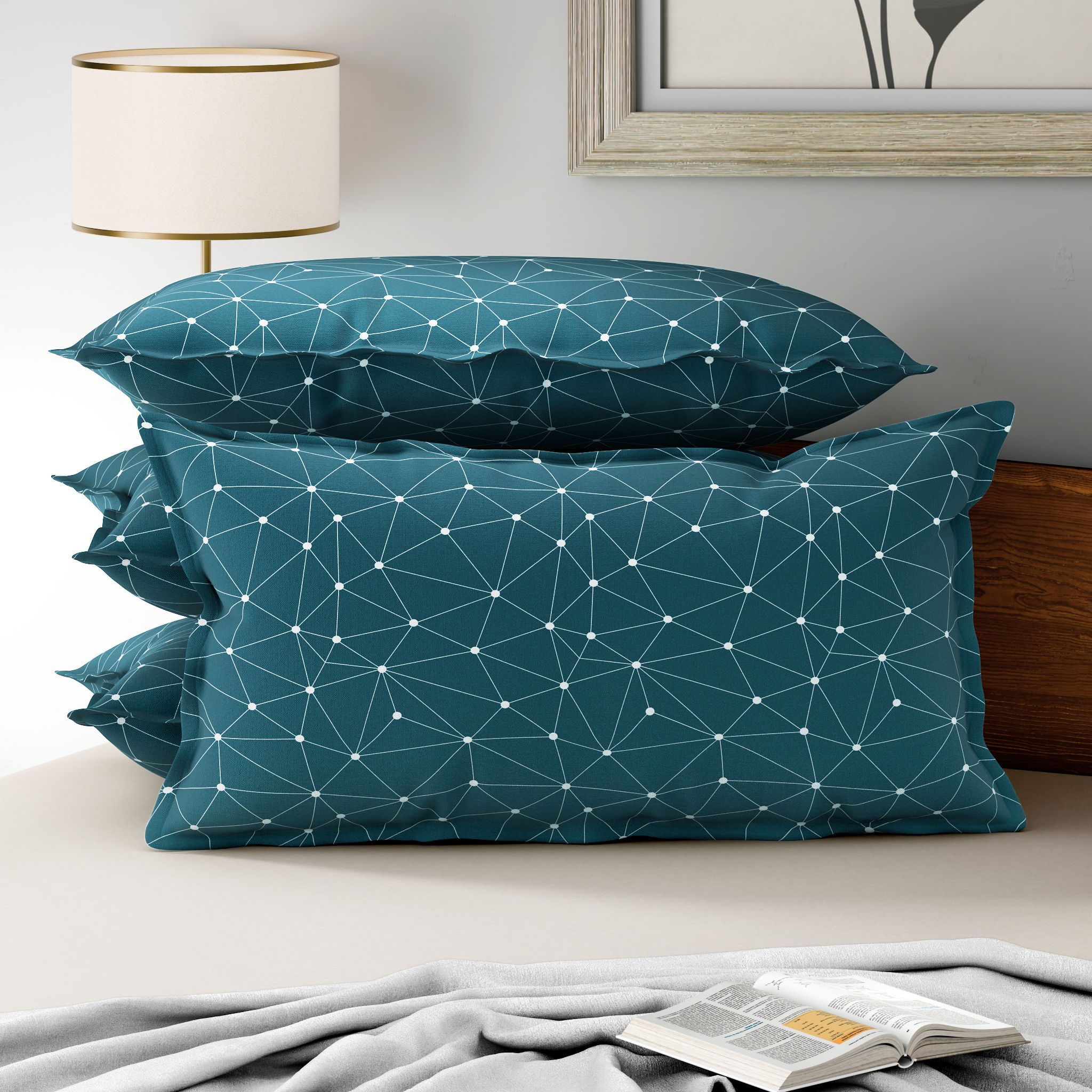 100% Cotton Pillow Cover | King Size 36x19 Inch | Set Of 4 | 160 TC | Michele