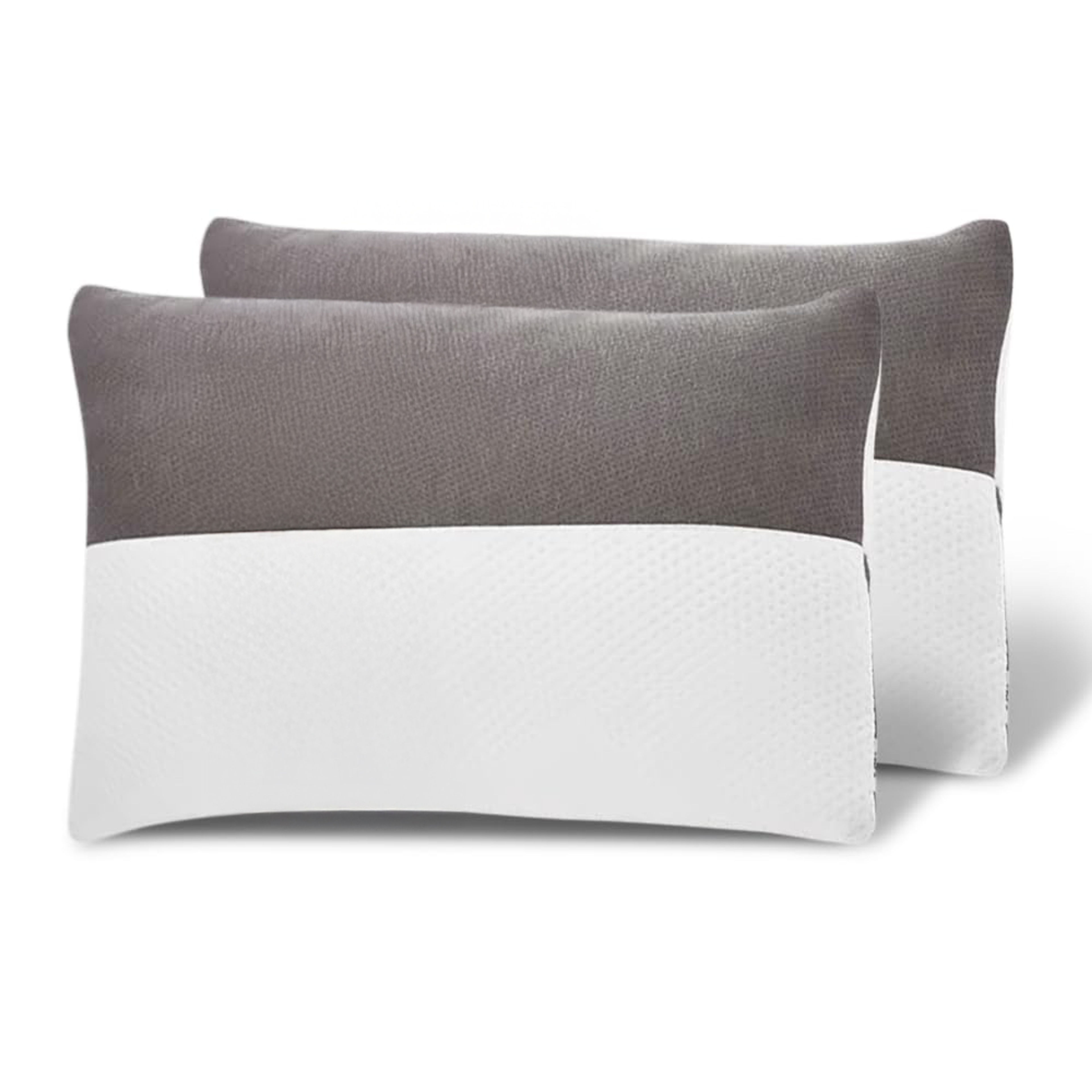 Sleeping Pillow Set of Height Adjustable Standard Size 27X16 inch  Soft Fluffy Free Extra Filling 300 Grms White Grey