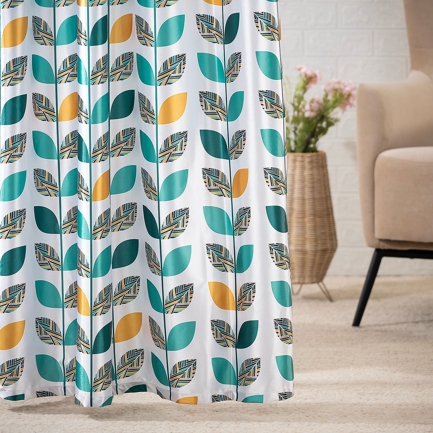 Printed Curtain | Light Blocking Upto 70% | (7 x 3.8 ft) | Door Curtain | Set of 2 | Reduces Noise | Dry Clean | Alwin