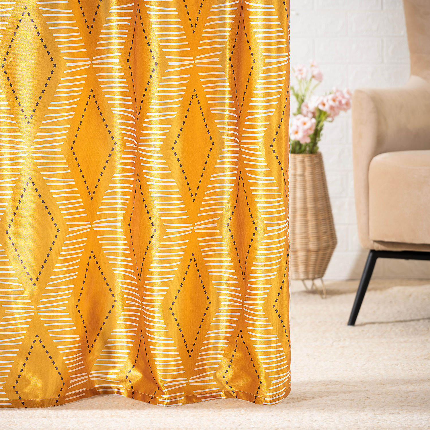Printed Curtain | Light Blocking Upto 70% | (5 x 3.8 ft) | Window Curtain | Set of 1 | Reduces Noise | Dry Clean | Archie