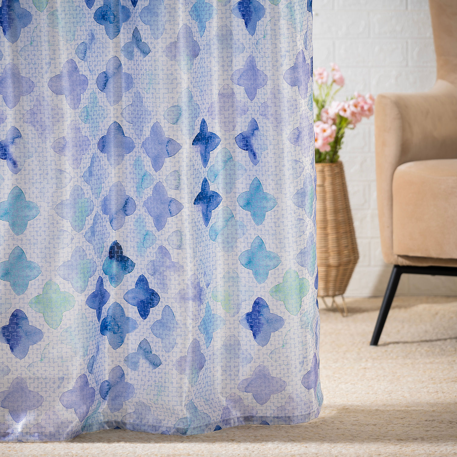 Printed Curtain | Light Blocking Upto 70% | (7 x 3.8 ft) | Door Curtain | Set of 1 | Reduces Noise | Dry Clean | Calico