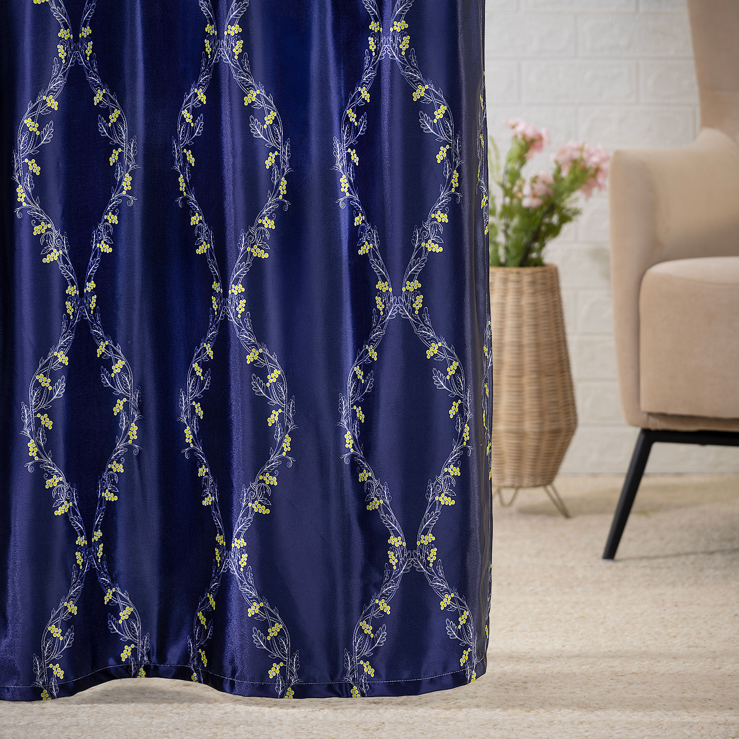 Printed Curtain | Light Blocking Upto 70% | (7 x 3.8 ft) | Door Curtain | Set of 1 | Reduces Noise | Dry Clean | Julian