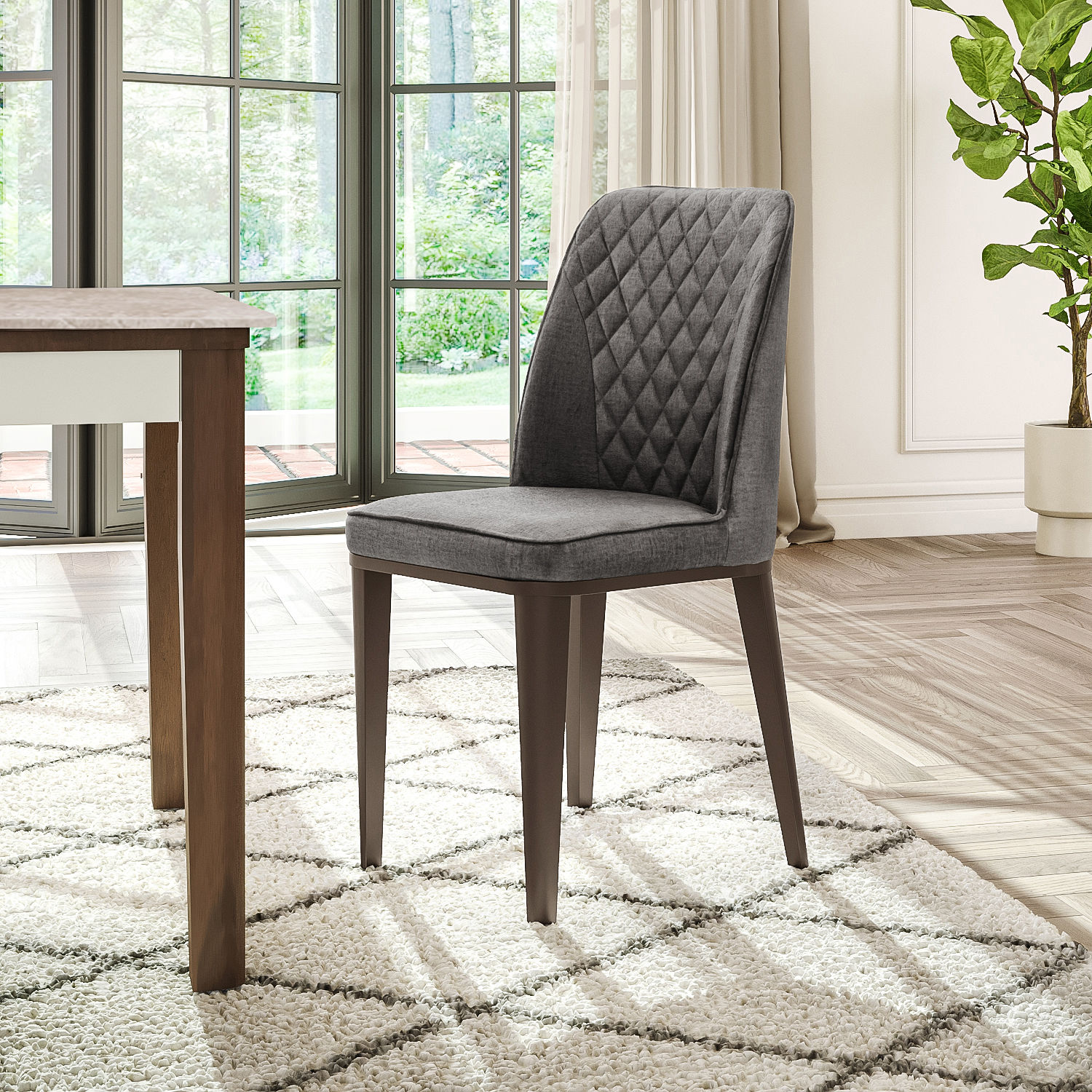 Wakefit Venza Metal Dining Chair - Charcoal Grey