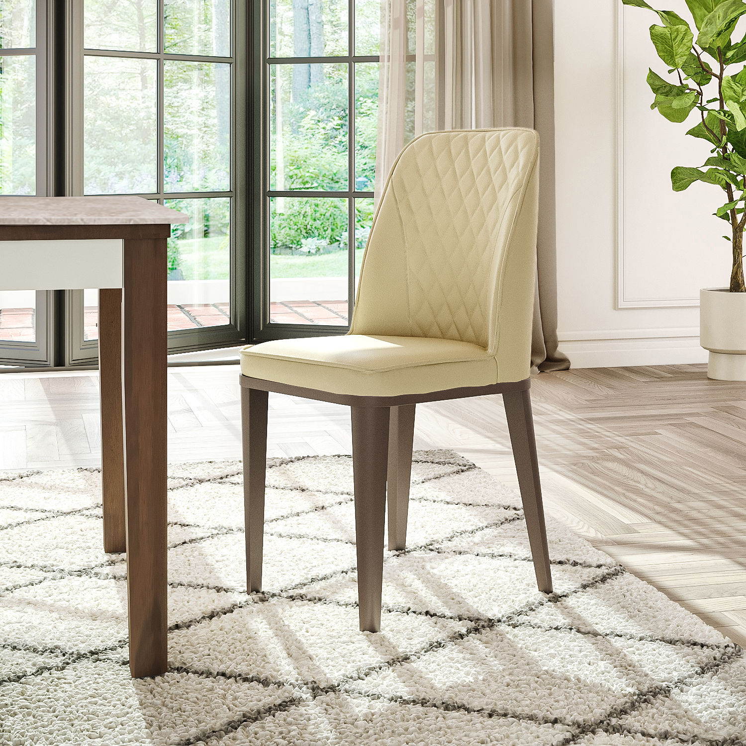 Wakefit Venza Metal Dining Chair - Robin Beige