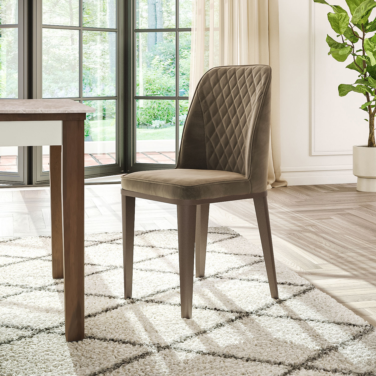 Wakefit Venza Metal Dining Chair - Stone