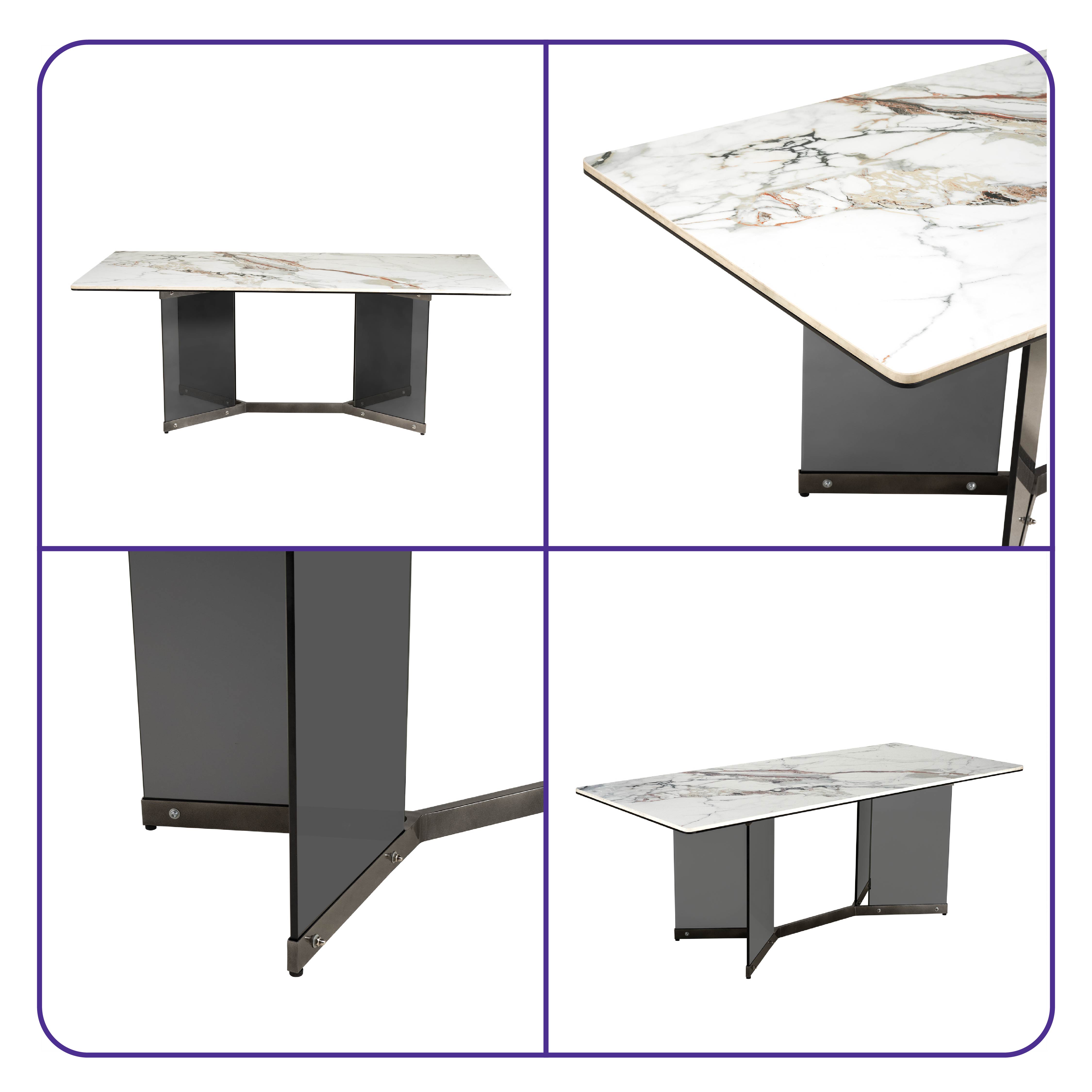Buy Romesco Glass And Steel Dining Table Online At Best Price In