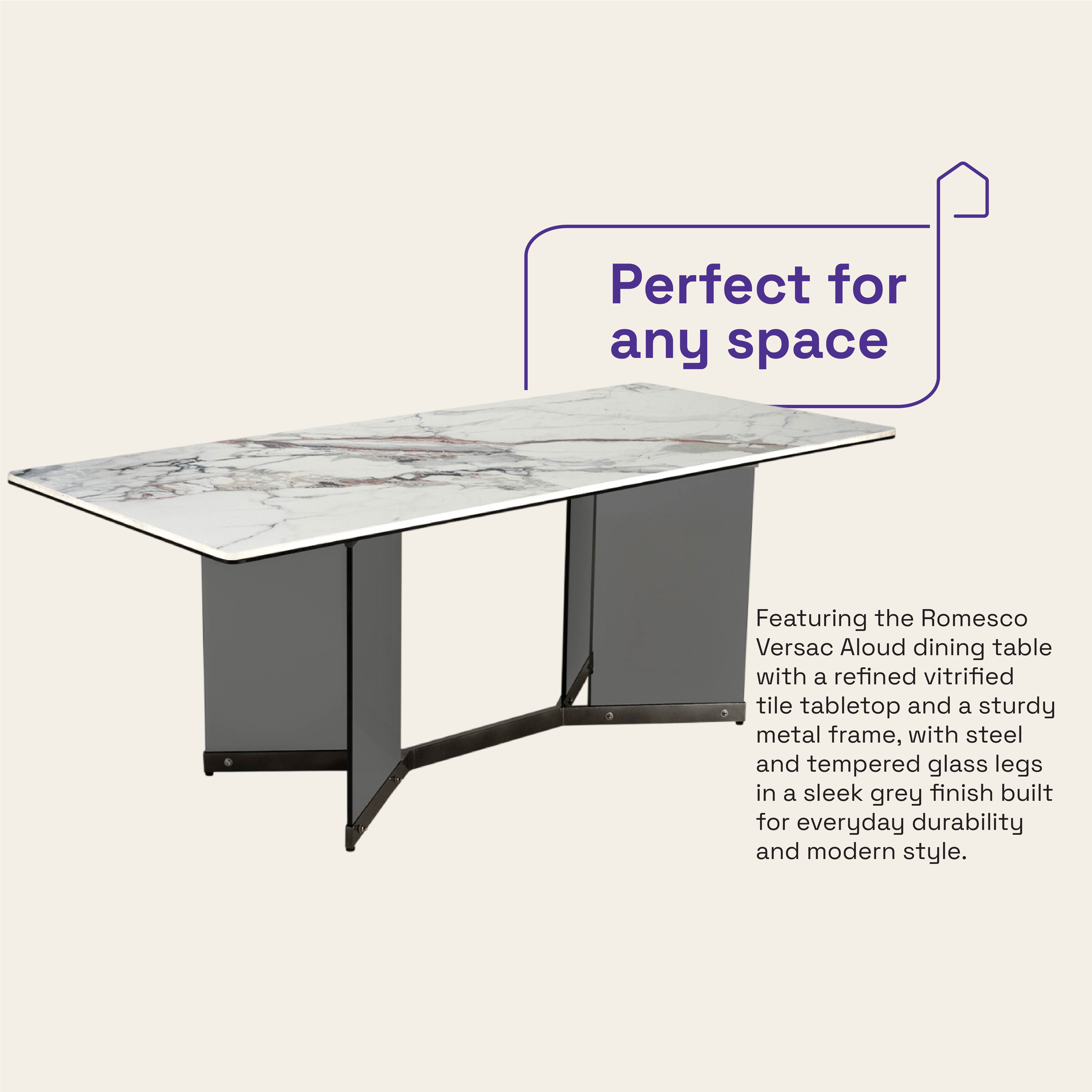 Buy Romesco Glass And Steel Dining Table Online At Best Price In