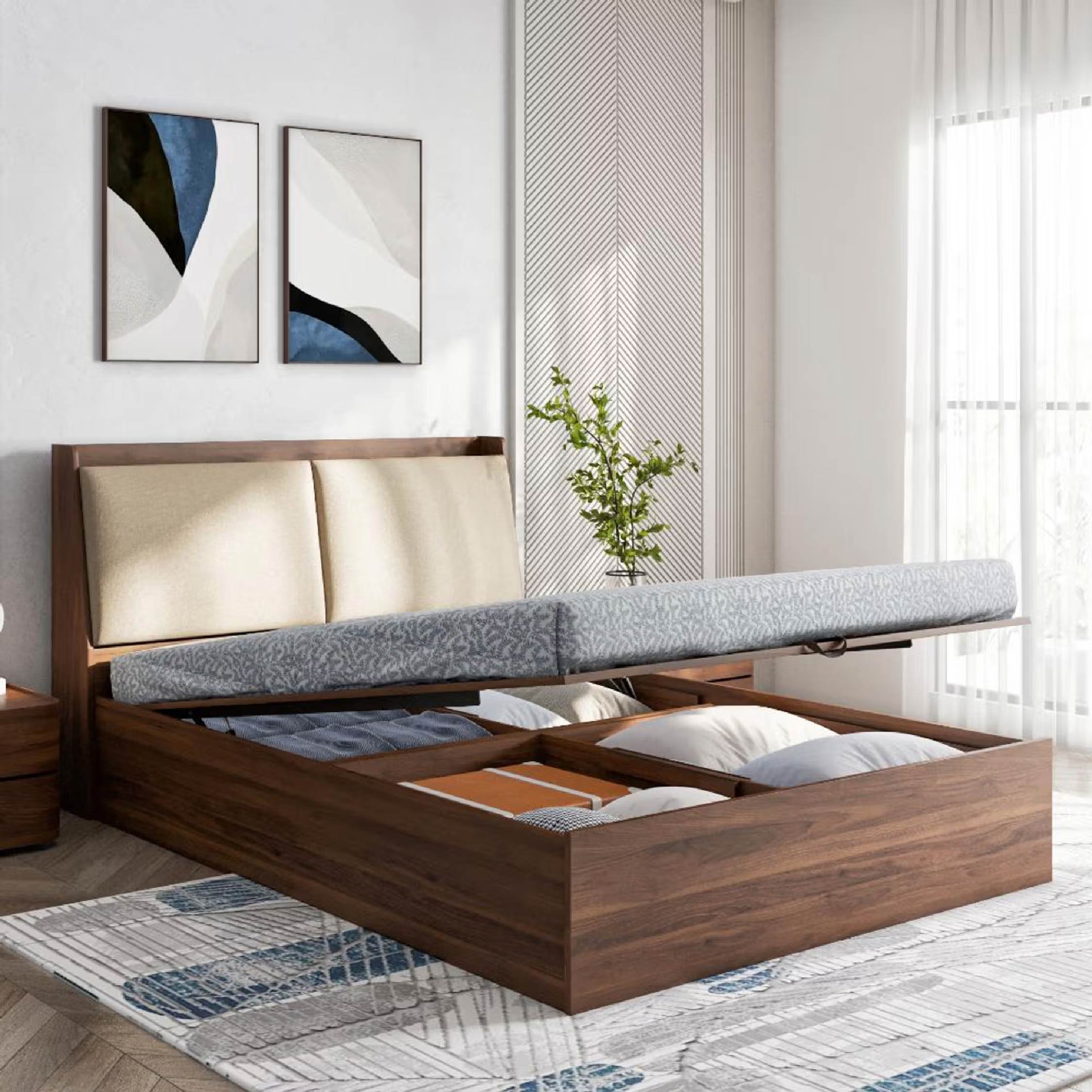 Wakefit Mars Queen Hydraulic Storage Bed Omega Pearl