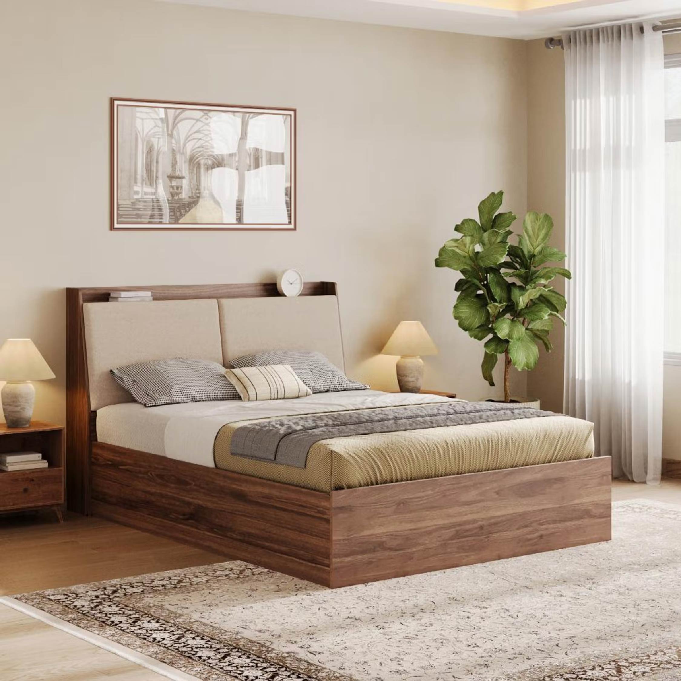 Wakefit Mars Queen Storage Bed Omega Pearl