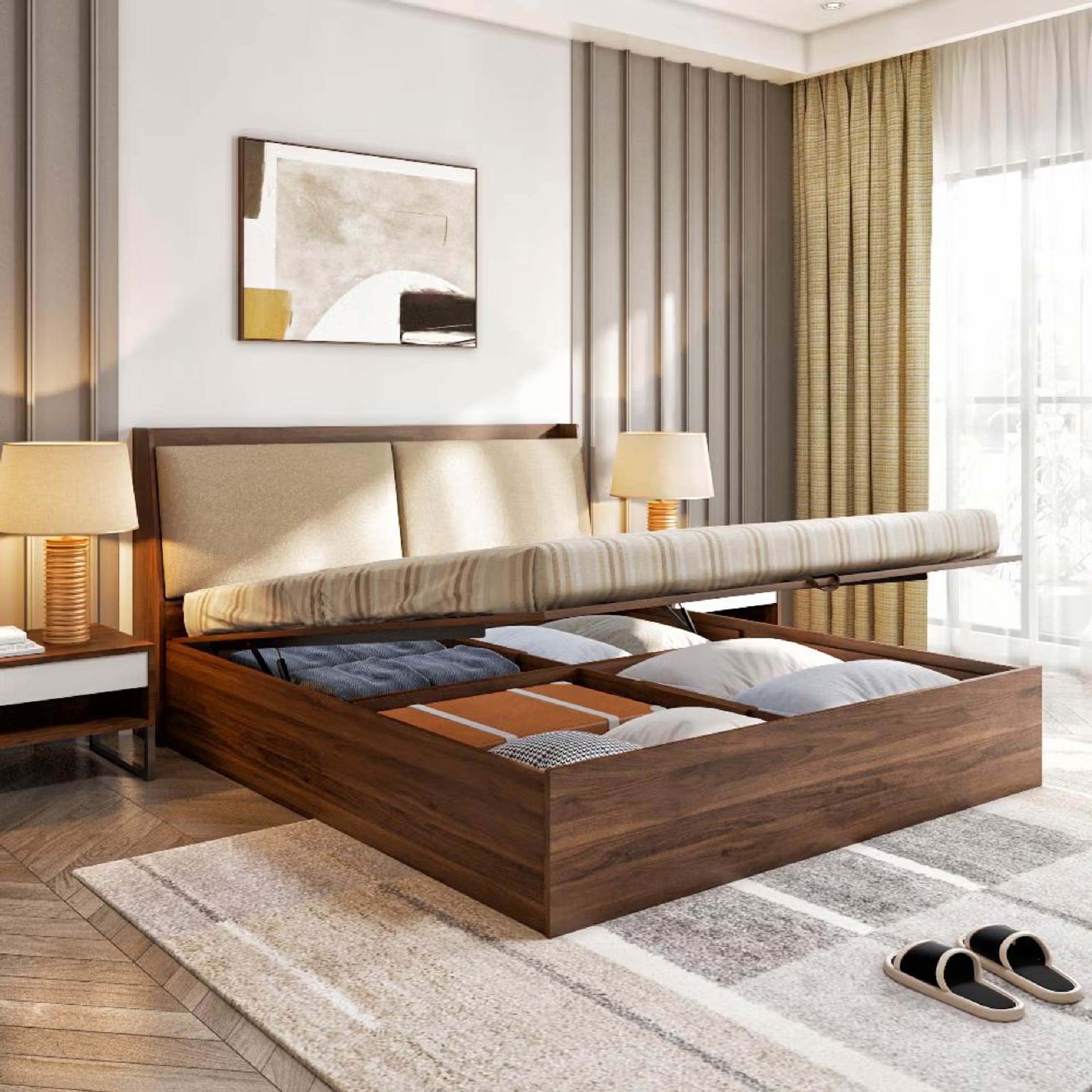 Wakefit Mars King Hydraulic Storage Bed Omega Pearl