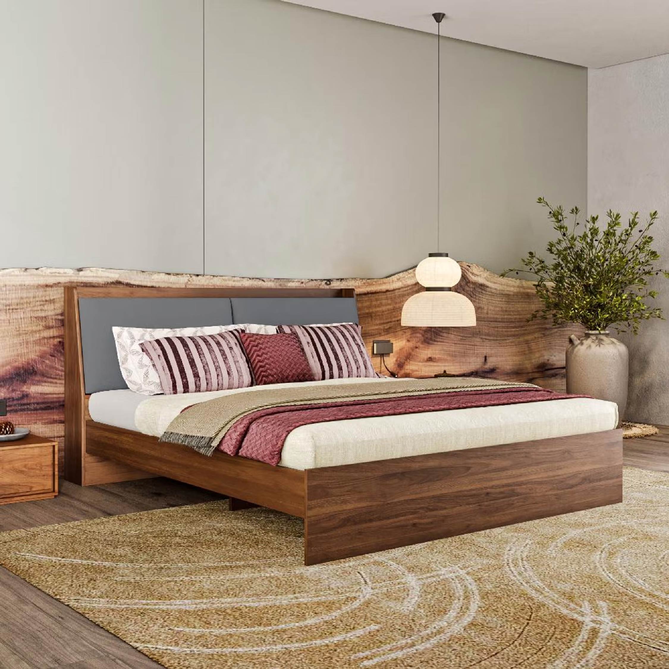 Wakefit Mars King Non Storage Bed Omega Grey