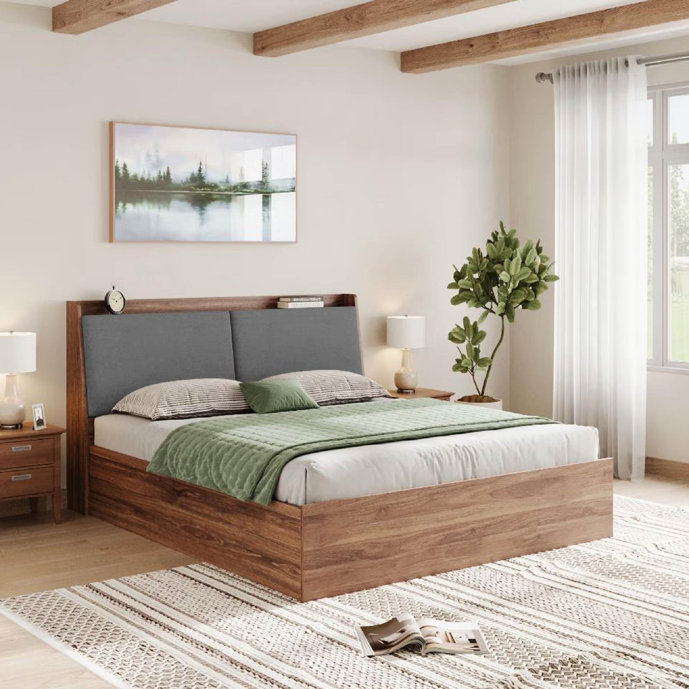 Wakefit Mars King Storage Bed Omega Grey