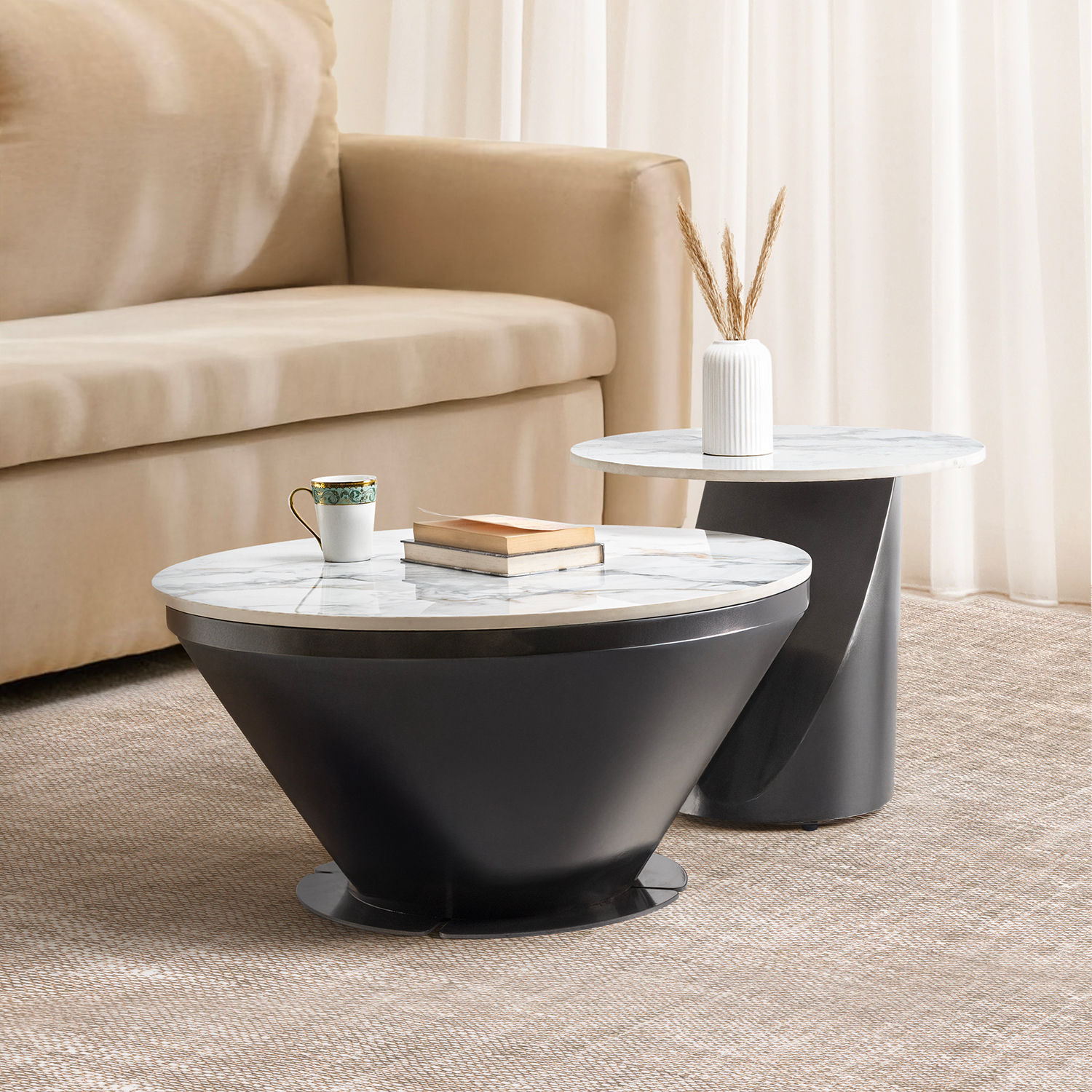 Wakefit Espresso Coffee Table - Amphora White