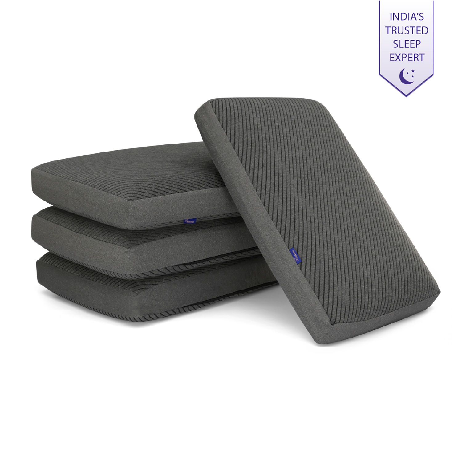 Orthopedic Memory Foam Sleeping Pillow | Medium & Regular (23x15x4) Inch | Set of 4 | Enhanced Neck Support & Pain Relief | Machine Washable Cover | Dark Grey