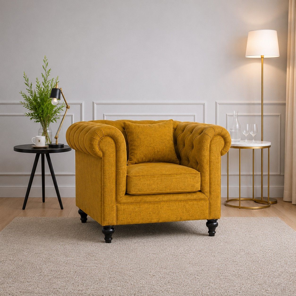 Wakefit Havana Sofa - Single Seater Reflection Yellow