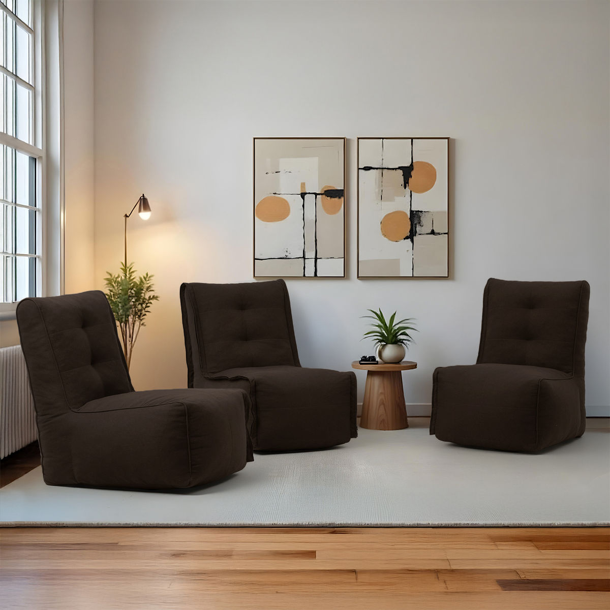 Wakefit Cirro Modular Floor Sofa| Three Seater | Stylish & Cozy | Detachable Zip| Convertible | Molphino Dark Earth