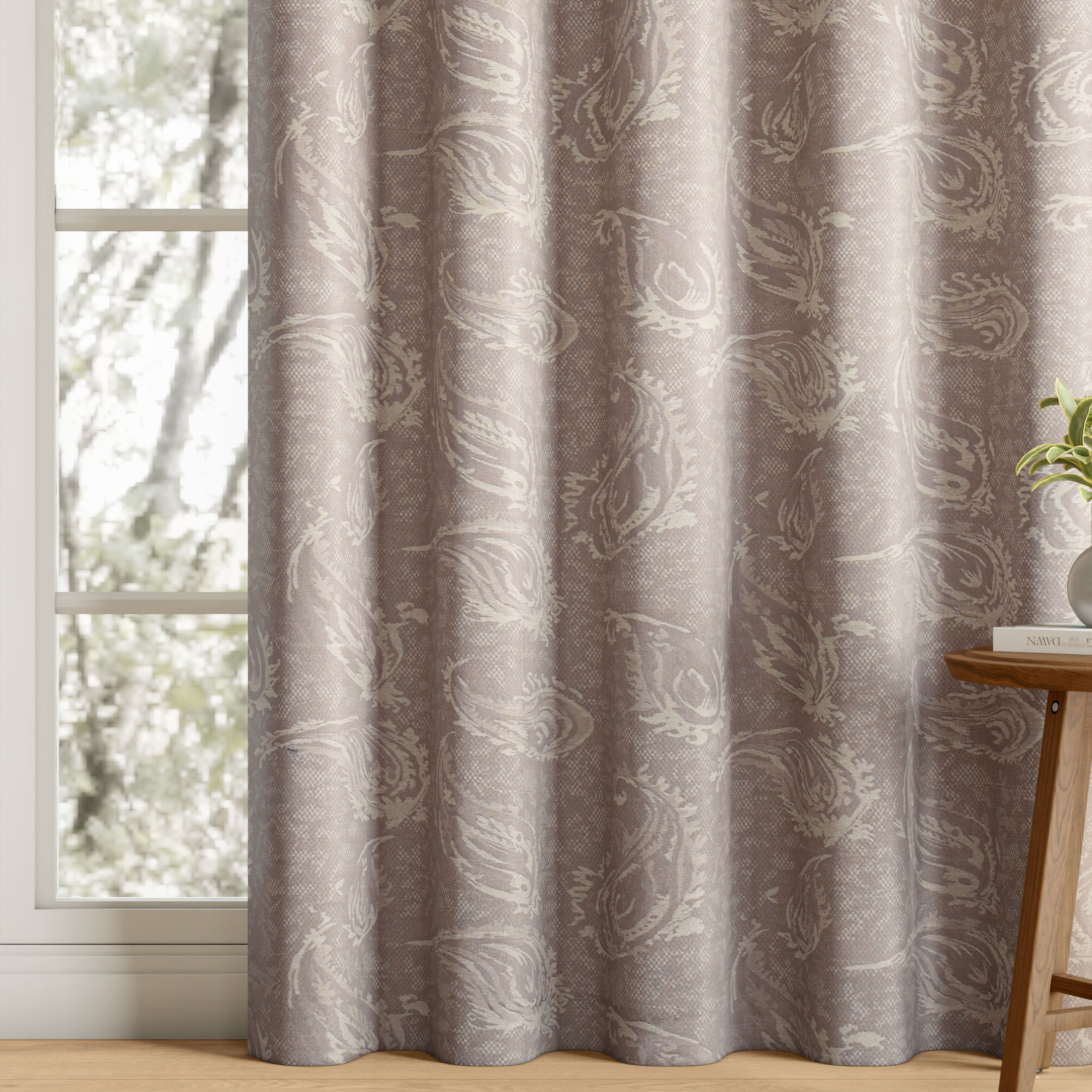 Jacquard Room Darkening Curtain | Light Blocking Upto 70% | (5 x 4.3 ft) | Window Curtain | Set of 2 | Reduces Noise | Machine Washable | Cannon Brown
