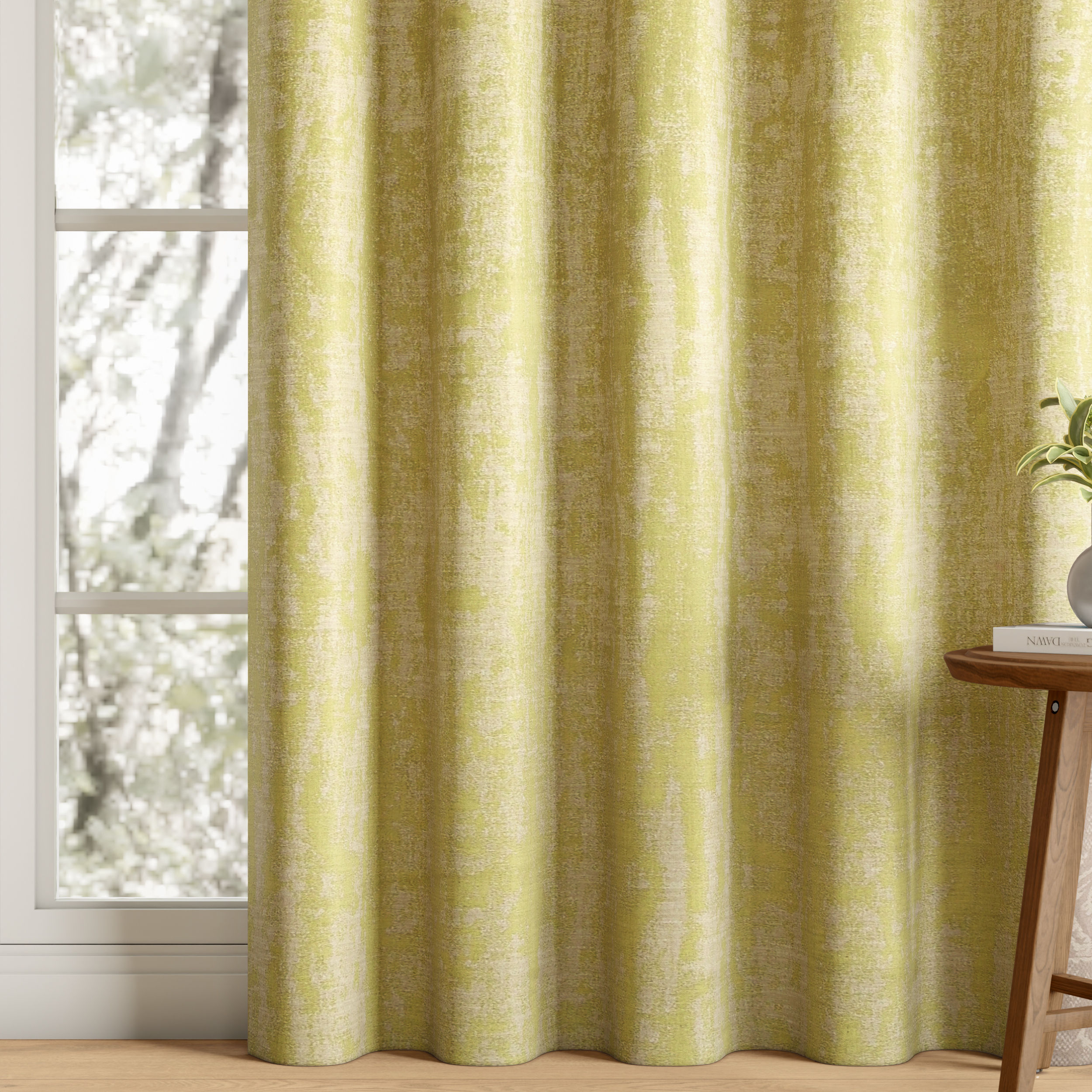 Jacquard Room Darkening Curtain | Light Blocking Upto 70% | (7 x 3.8 ft) | Door Curtain | Set of 1 | Reduces Noise | Machine Washable | Adler Line Wash Golden Green