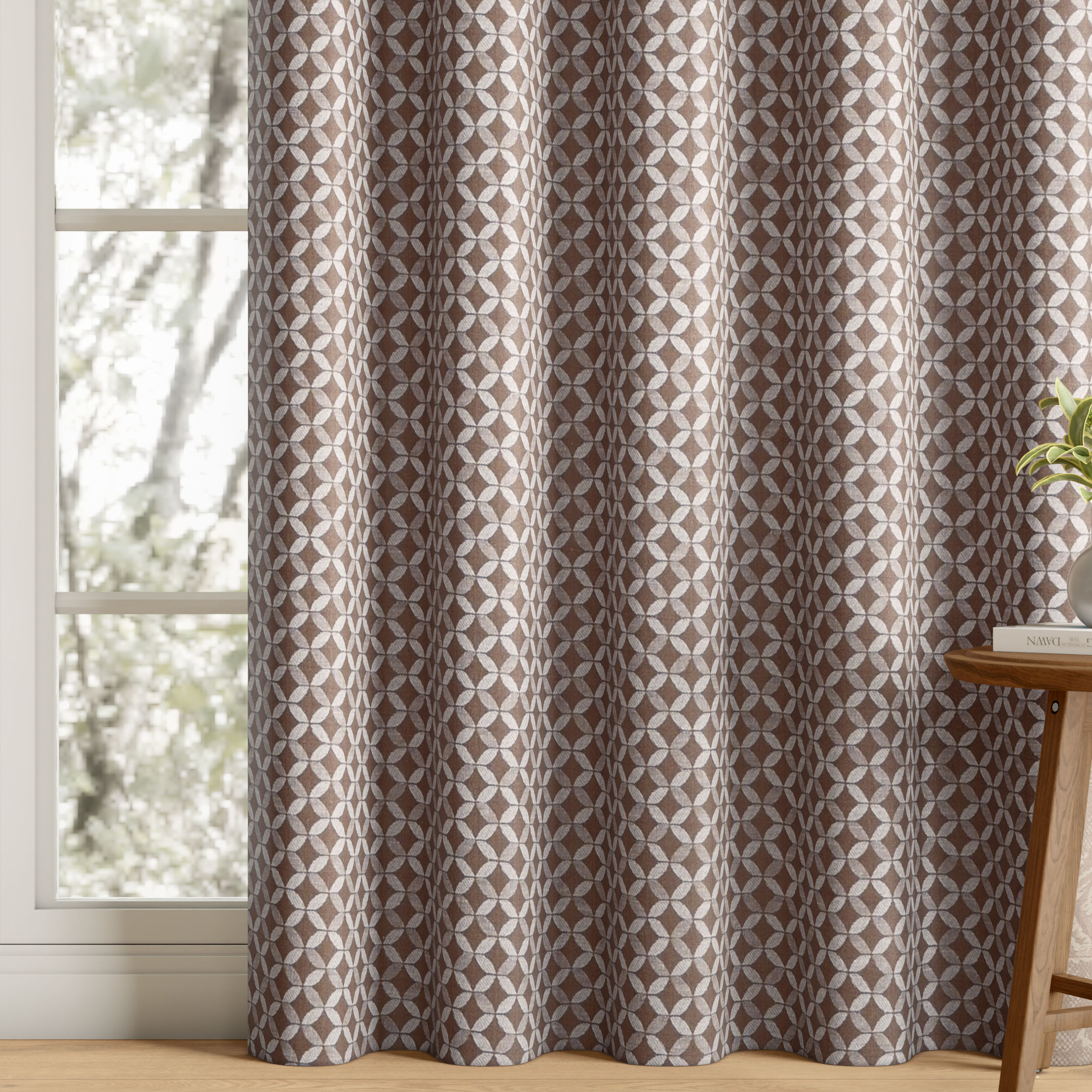 Jacquard Room Darkening Curtain | Light Blocking Upto 70% | (7 x 4 ft) | Door Curtain | Set of 1 | Reduces Noise | Machine Washable | Victoria Brown