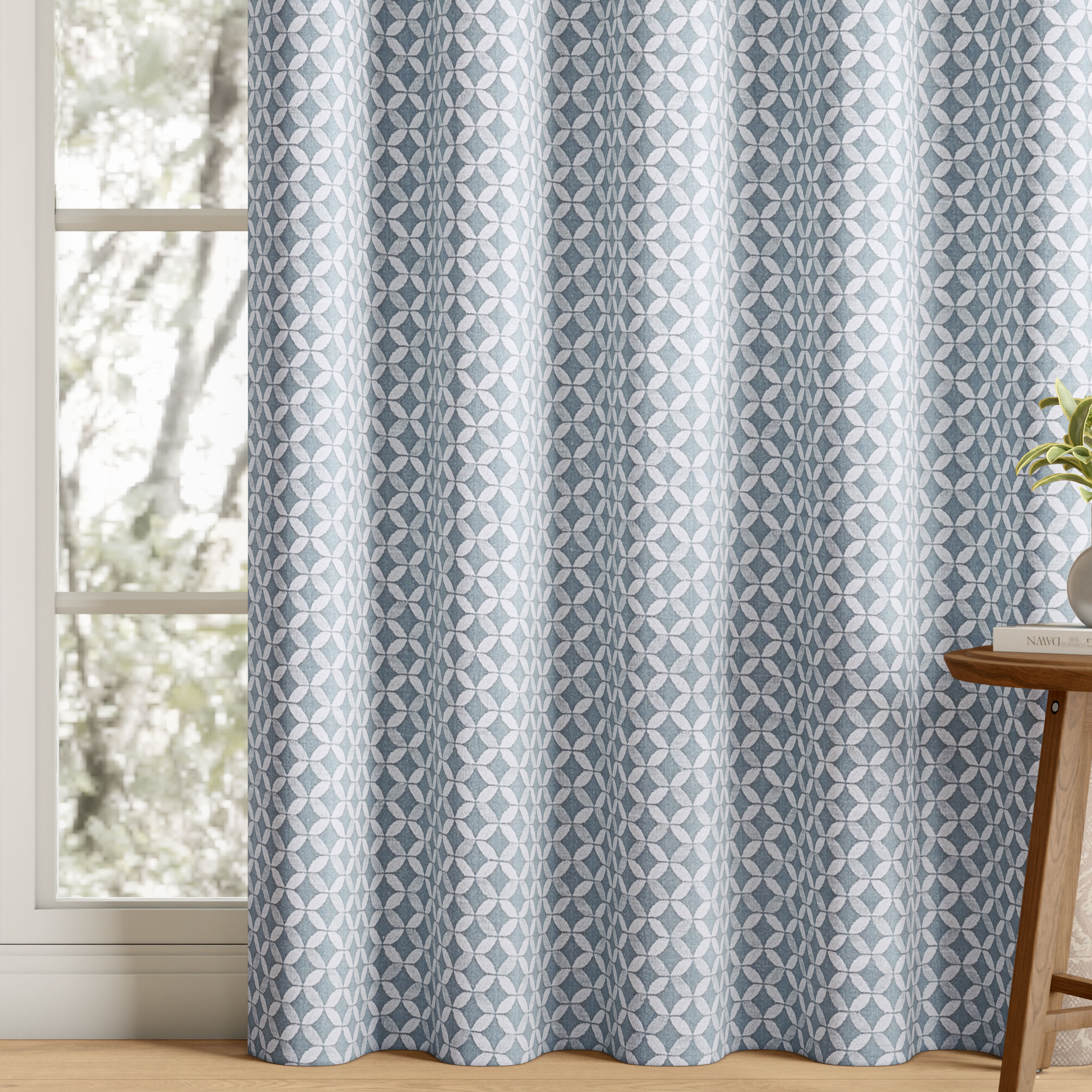 Jacquard Room Darkening Curtain | Light Blocking Upto 70% | (9 x 4.3 ft) | Long Door Curtain | Set of 2 | Reduces Noise | Machine Washable | Virginia Sky Blue