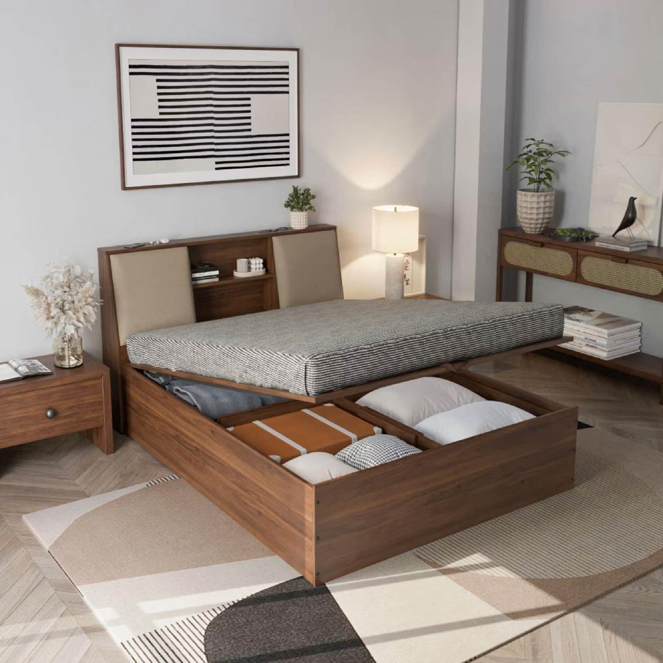 Wakefit Orion Omega Pearl Upholstered Storage Queen Bed With Hydraulic Mechanism
