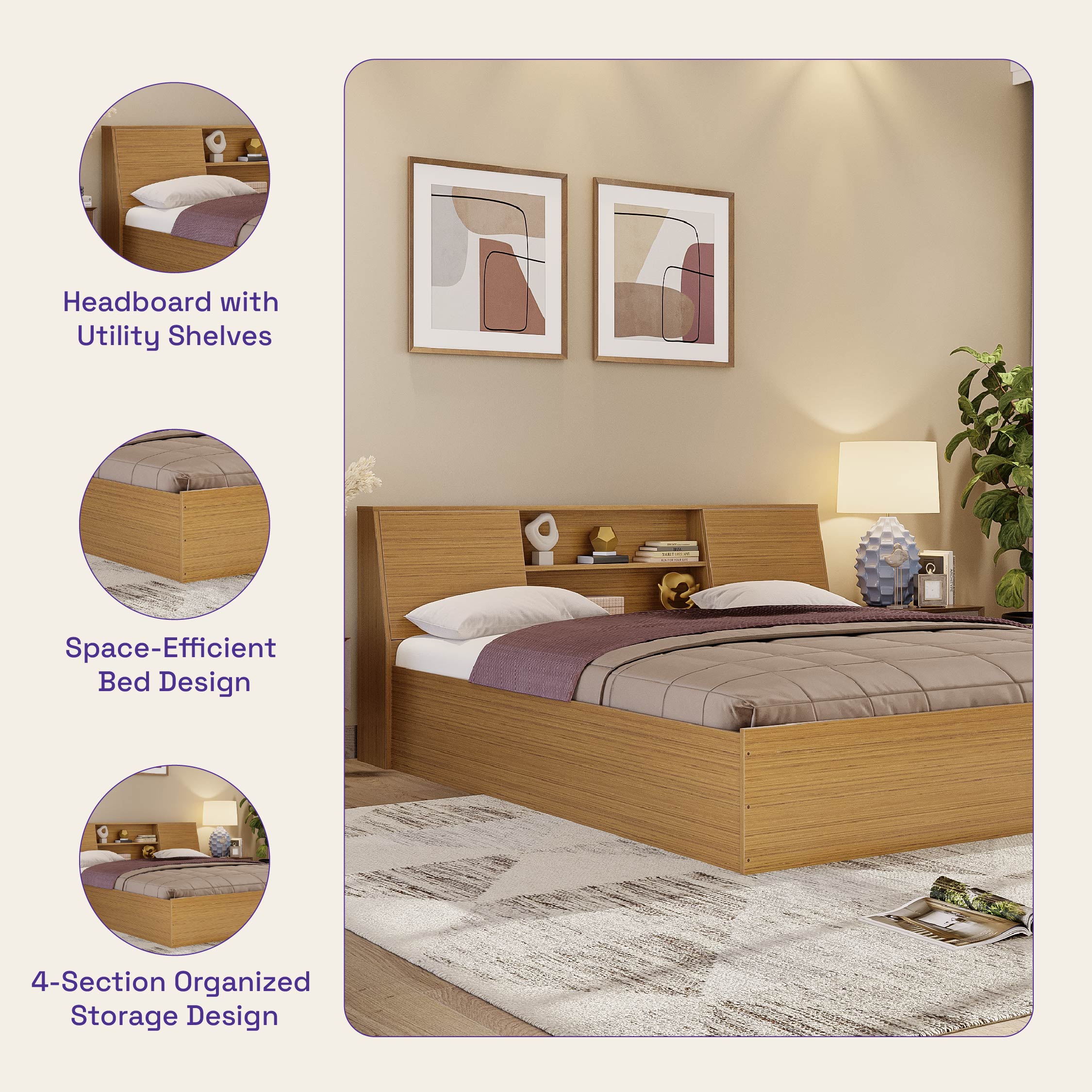 Buy Orion Engineered Wood Bed with Storage for ₹16418 | Wakefit