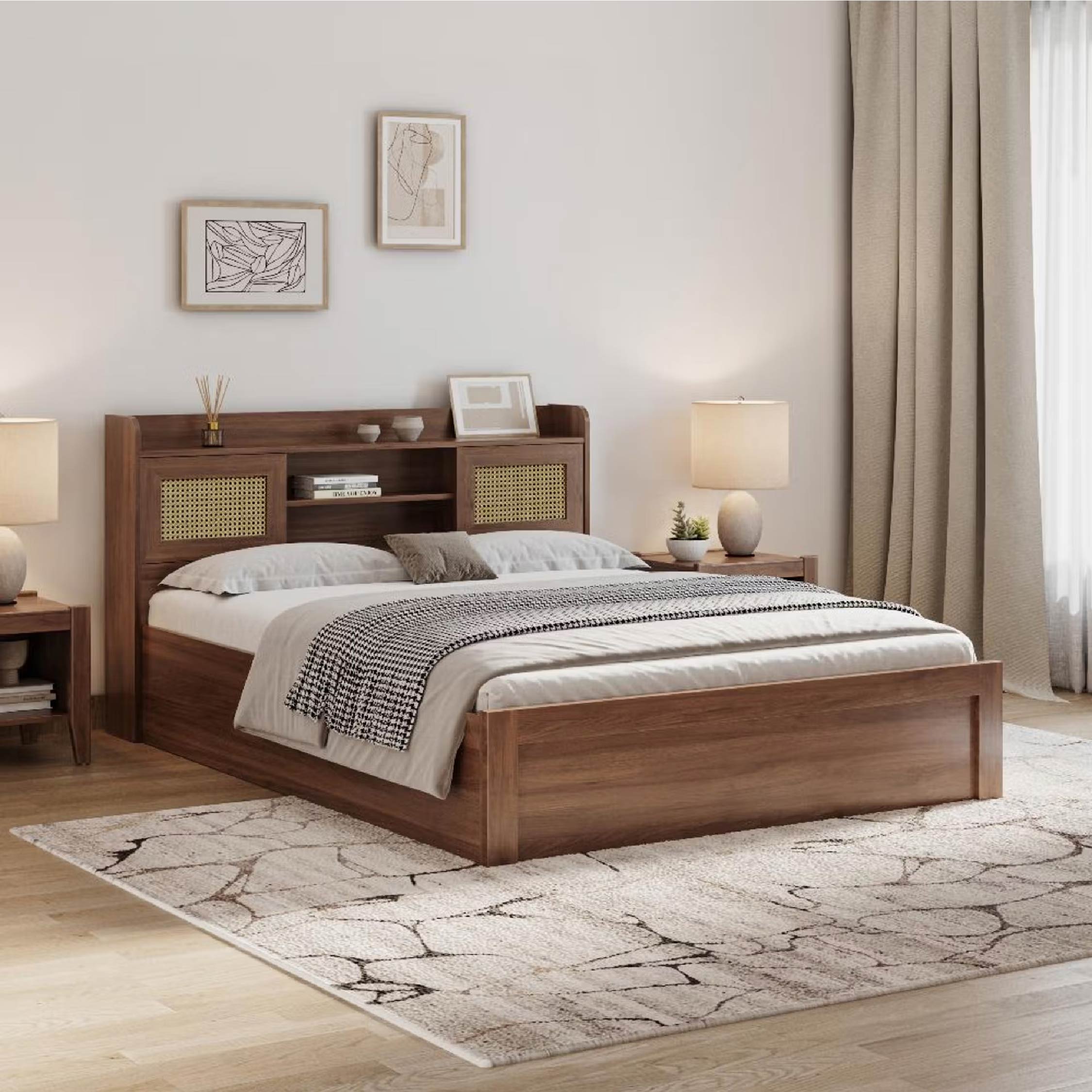 Wakefit Tesser Queen Engineered Wood Bed with Storage