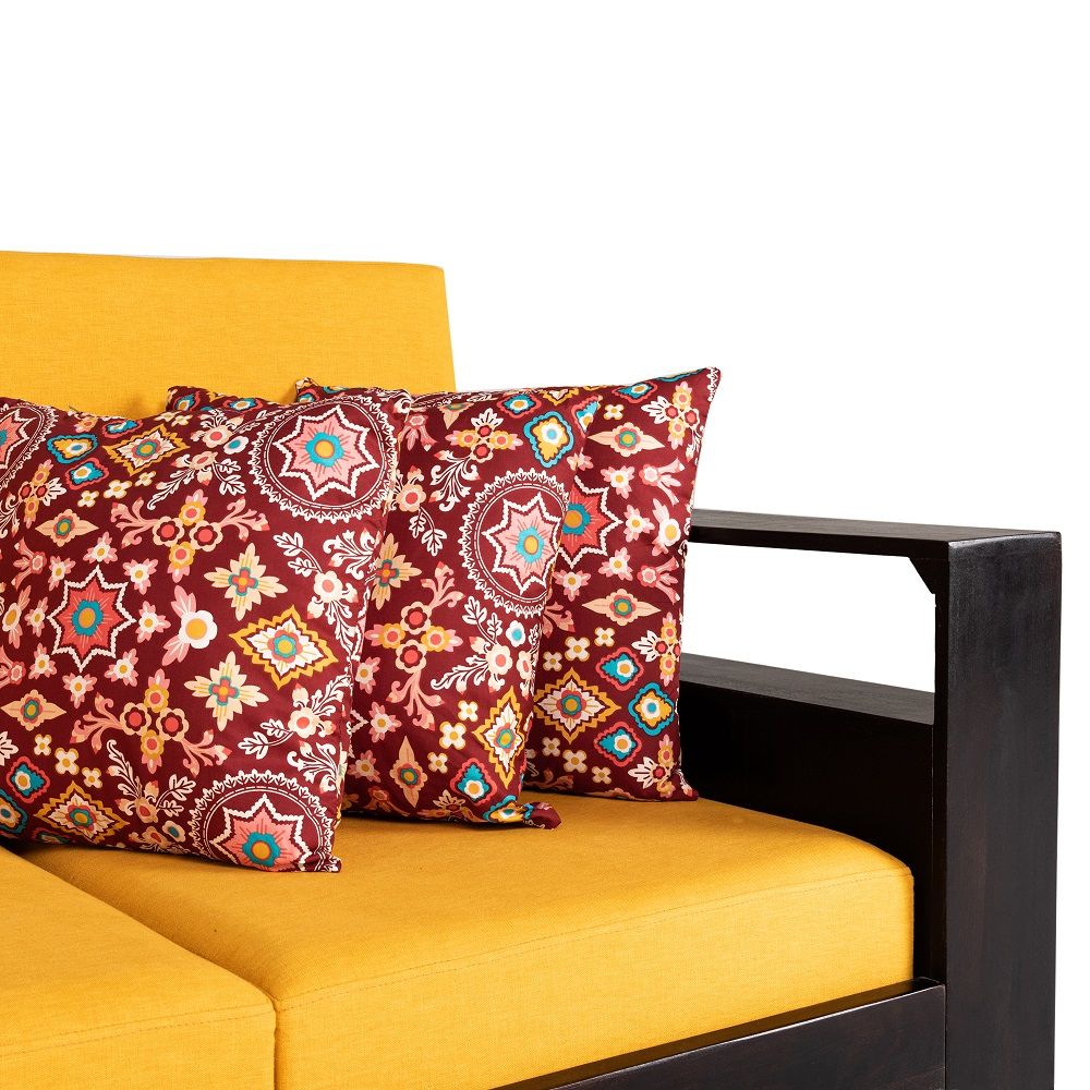 Printed Cushion | Pack of 3 |12x12 Inch| Hollow Fiber Filling | Use With or Without Cover | For Sofa & Bed | Gentle Machine Wash