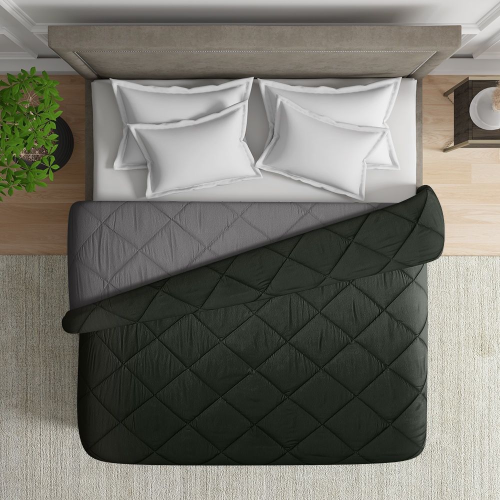 Luxurious Comforter | Single Bed (90x60 Inch) | Micro Peach Finished Fabric | 220 GSM | Siliconised Microfiber Filling | All Season & Reversible | Rosin & Night Owl