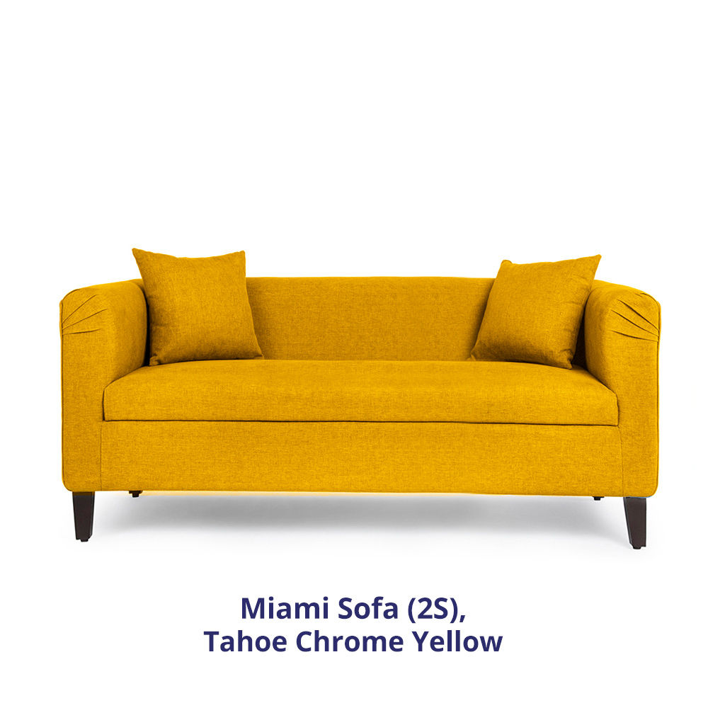 Wakefit Miami Sofa - 2 Seater - Chrome Yellow