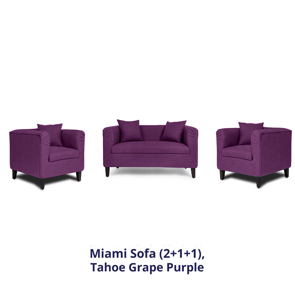 Wakefit Miami Sofa - 2+1+1 Seater - Grape Purple