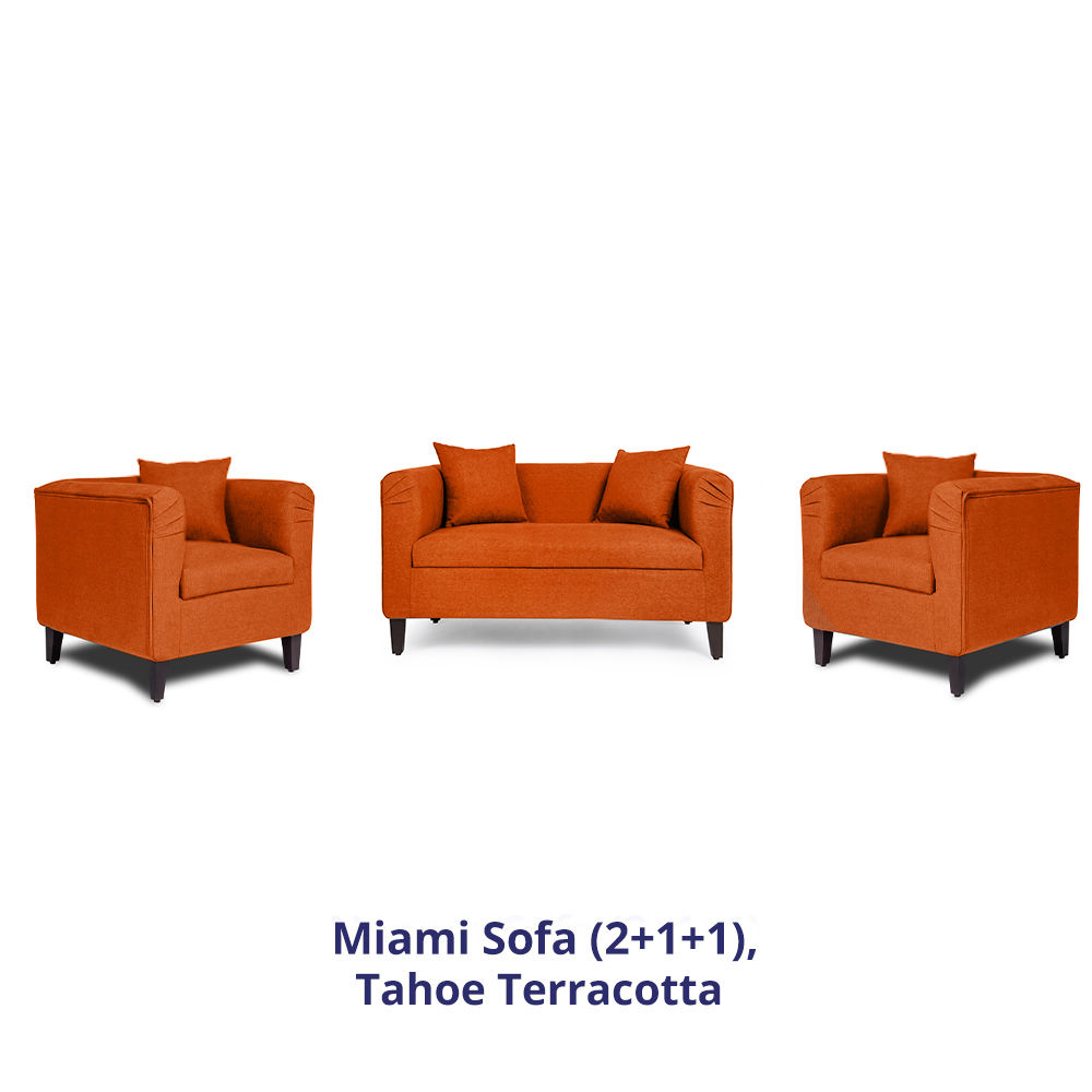 Wakefit Miami Sofa - 2+1+1 Seater - Terracotta