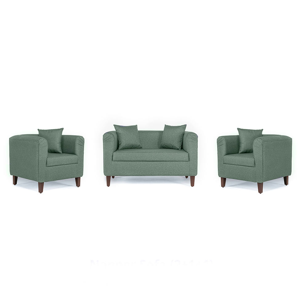 Wakefit Miami Sofa - 2+1+1 Seater - Omega Green