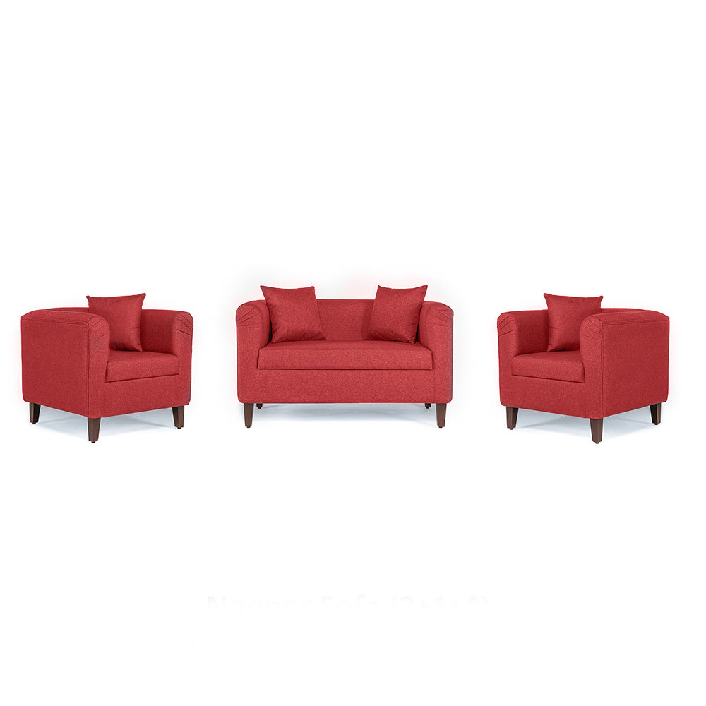 Wakefit Miami Sofa - 2+1+1 Seater - Omega Red