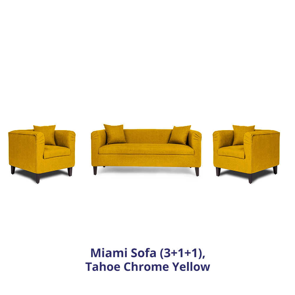 Wakefit Miami Sofa - 3+1+1 Seater - Chrome Yellow