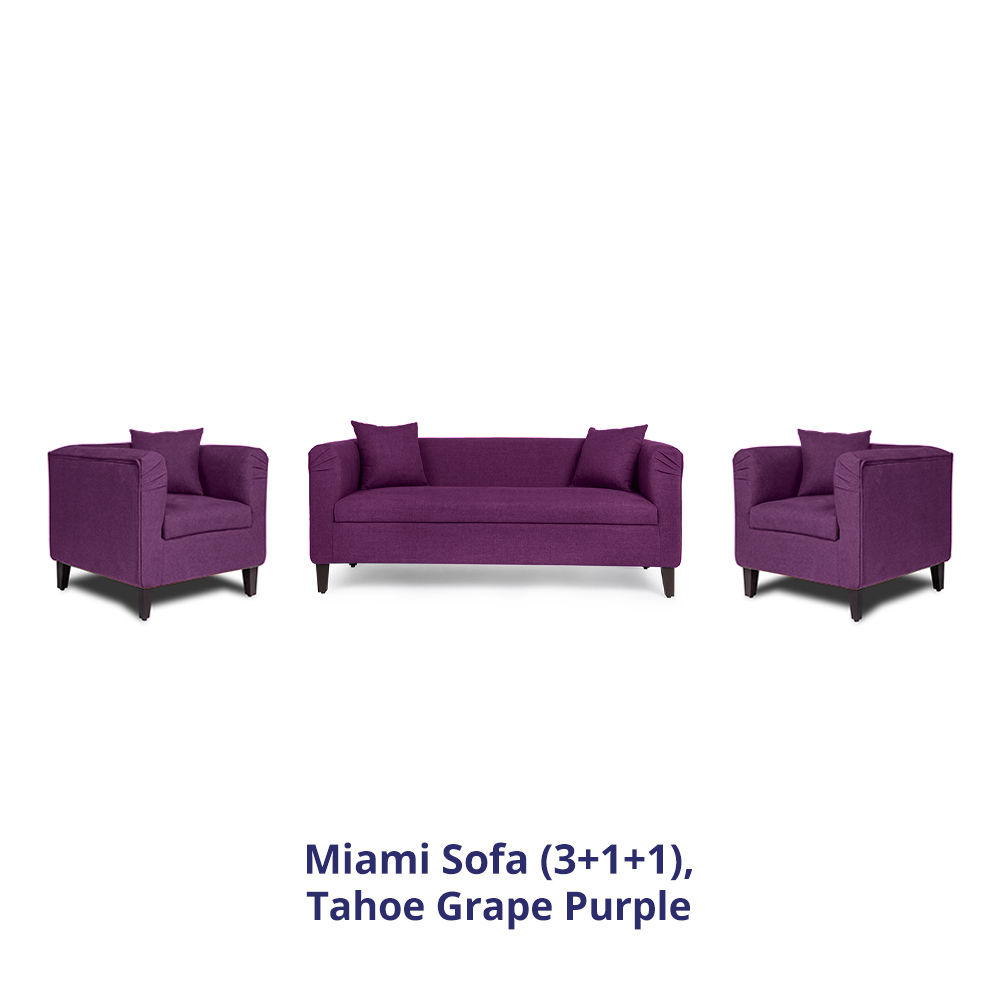 Wakefit Miami Sofa - 3+1+1 Seater - Grape Purple