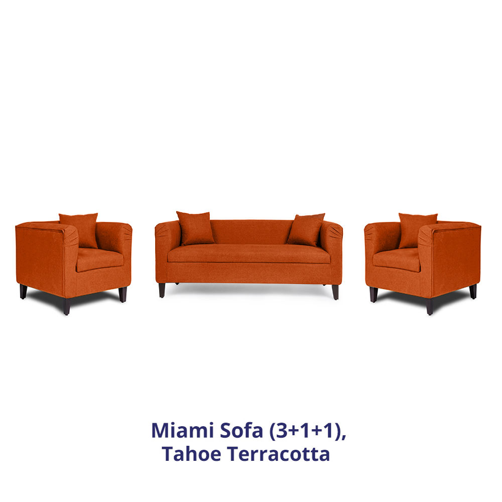 Wakefit Miami Sofa - 3+1+1 Seater - Terracotta