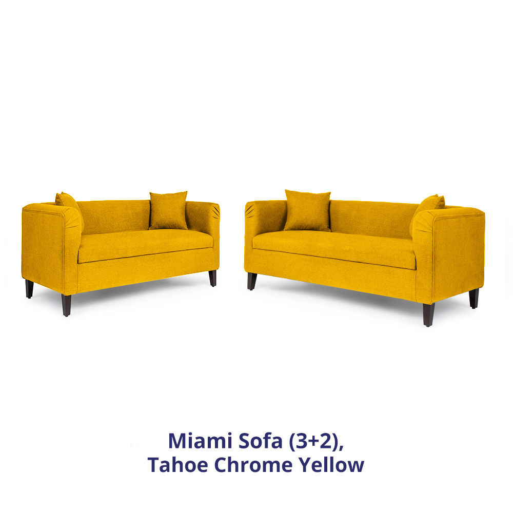 Wakefit Miami Sofa - 3+2 Seater - Chrome Yellow