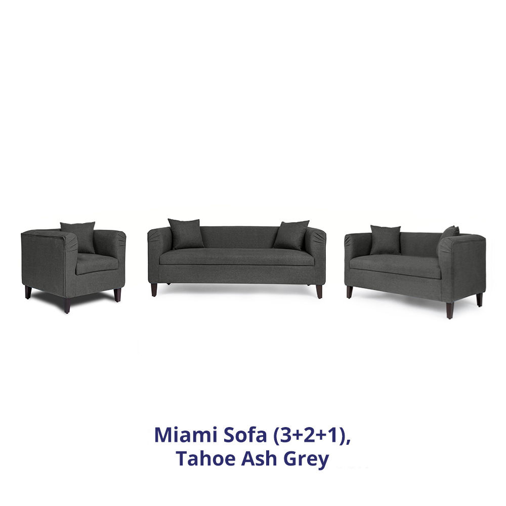 Wakefit Miami Sofa - 3+2+1 Seater - Ash Grey