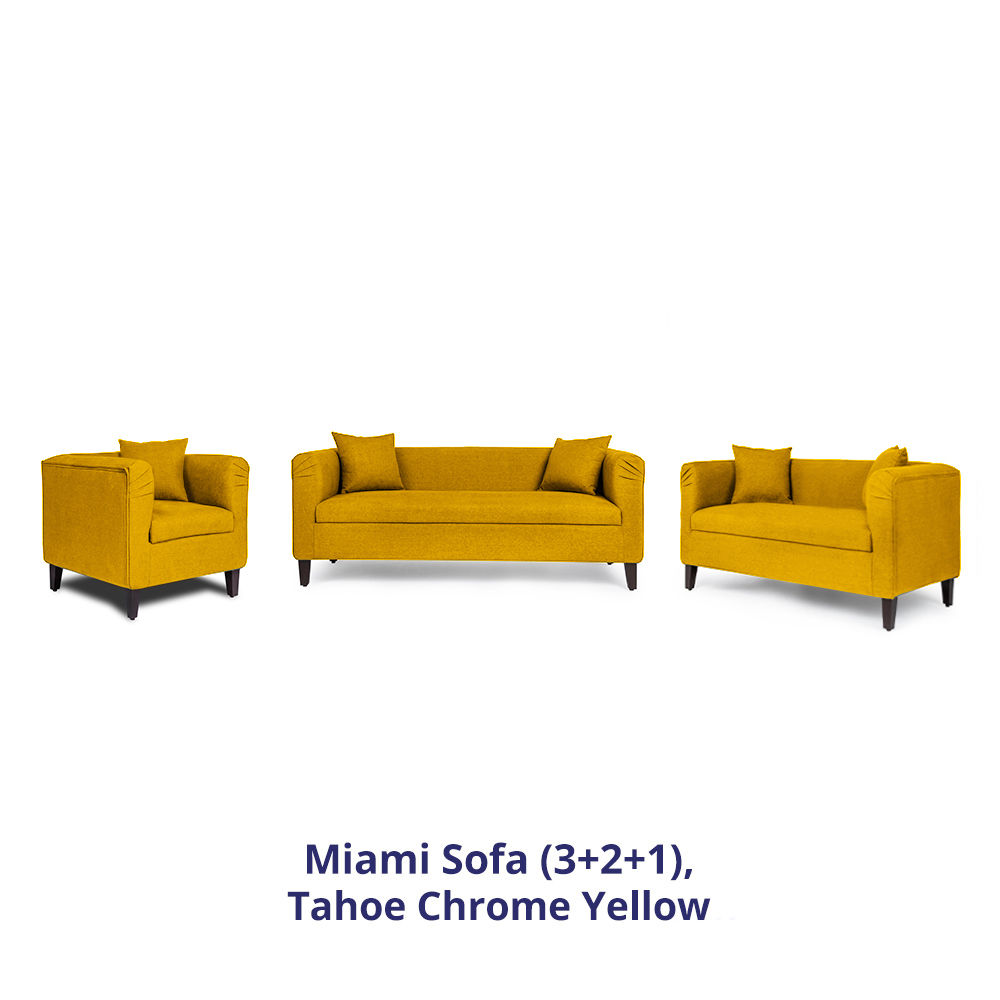 Wakefit Miami Sofa - 3+2+1 Seater - Chrome Yellow