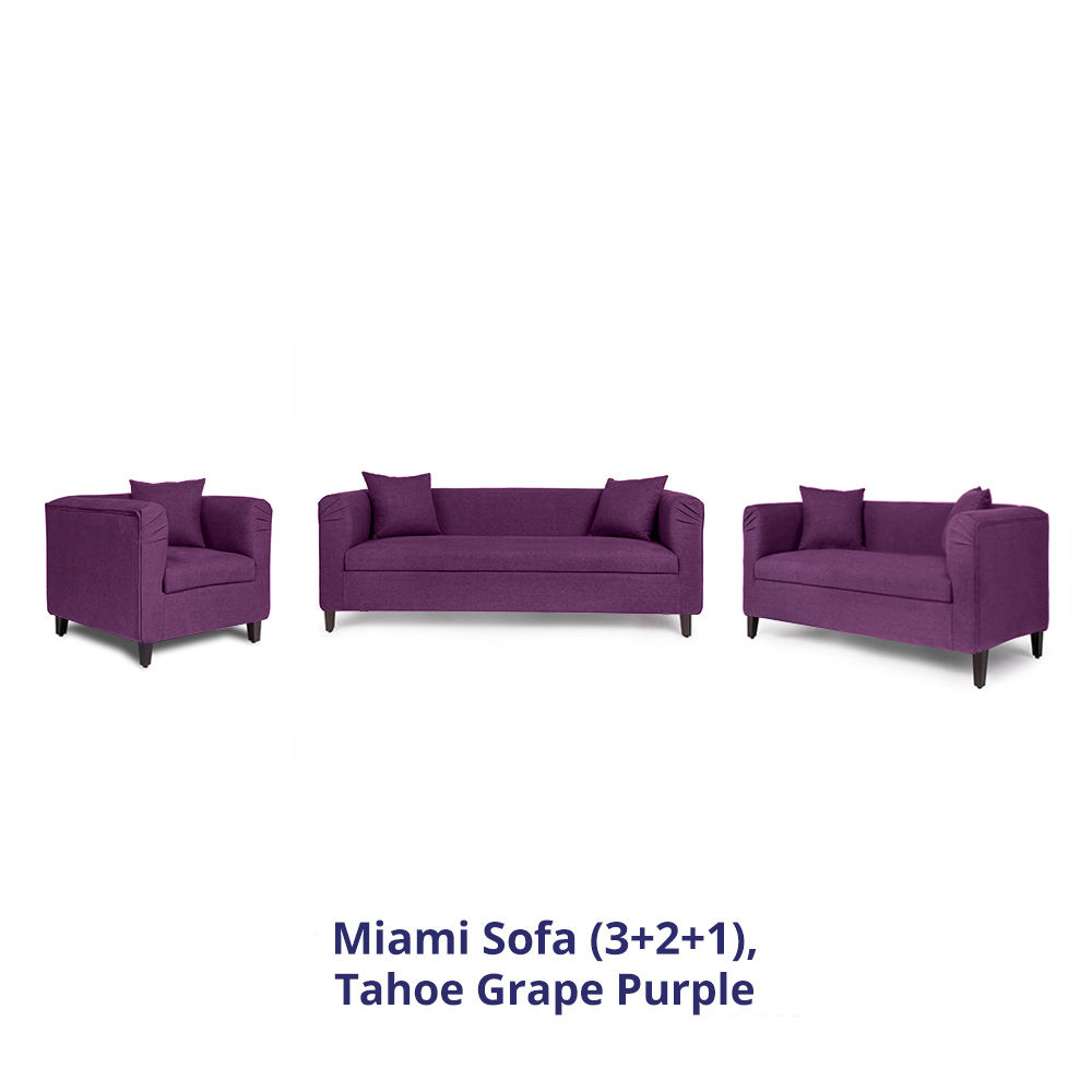 Wakefit Miami Sofa - 3+2+1 Seater - Grape Purple