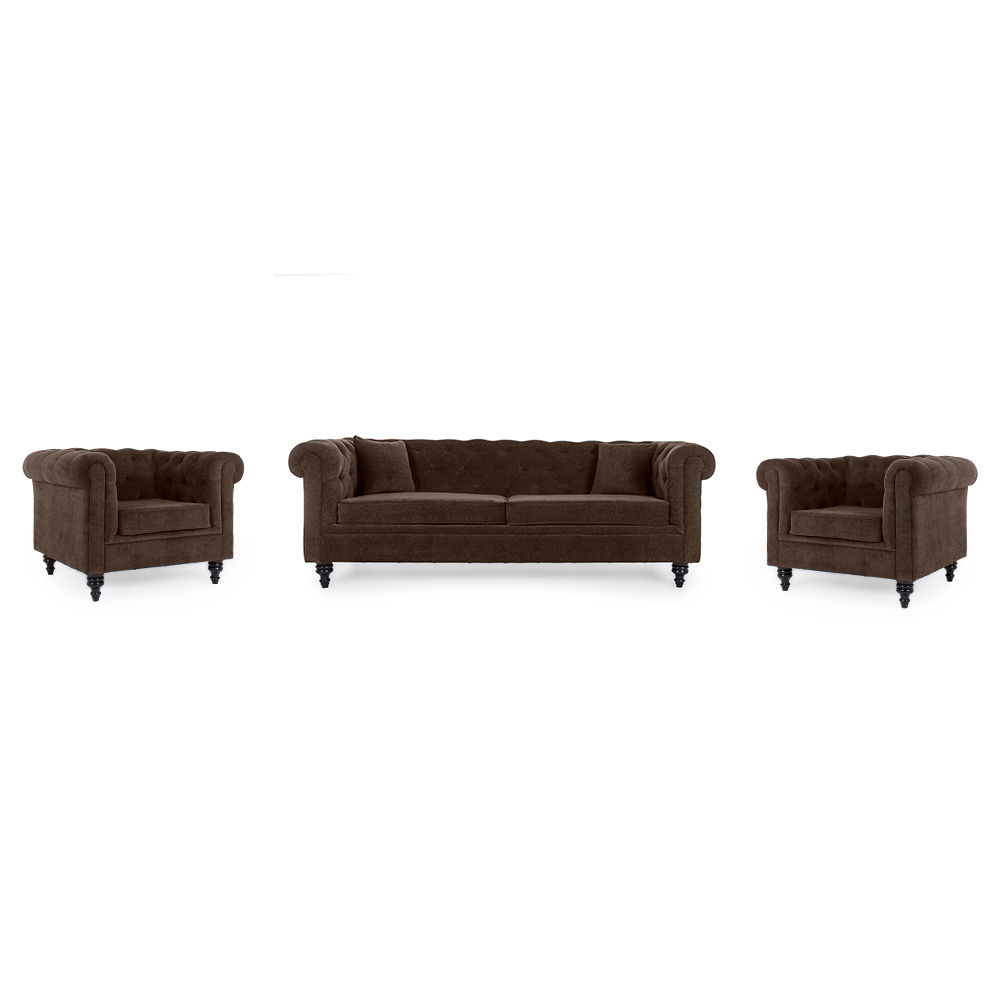 Wakefit Havana Sofa Set (3+1+1) Dark Earth