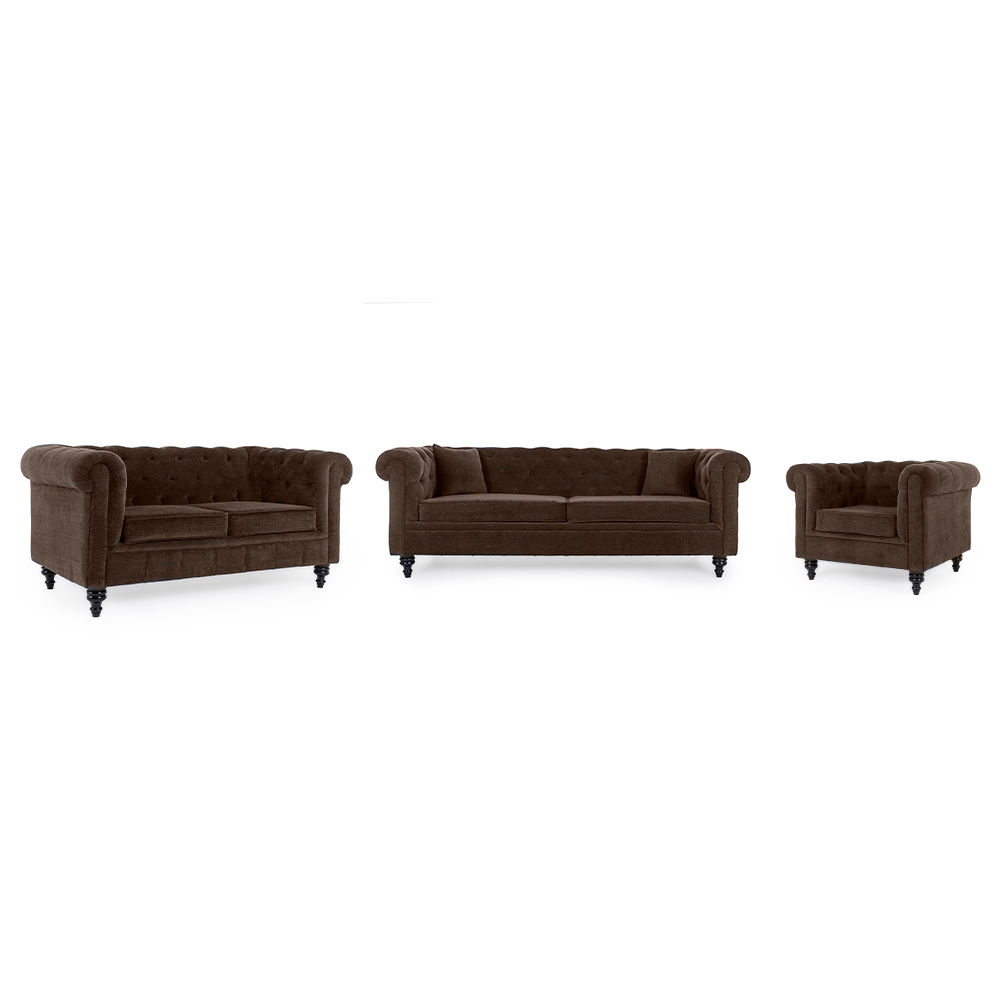 Wakefit Havana Sofa Set (3+2+1) Dark Earth