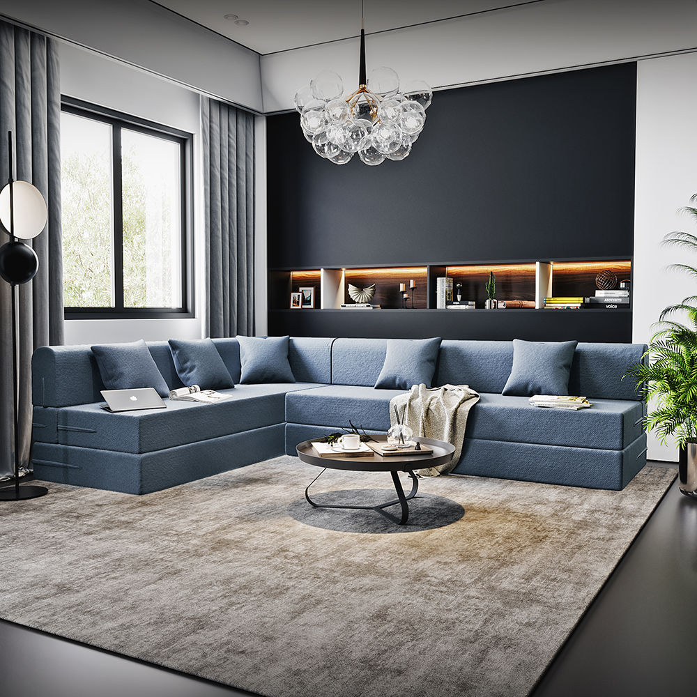 L shaped sofa with bed and storage discount