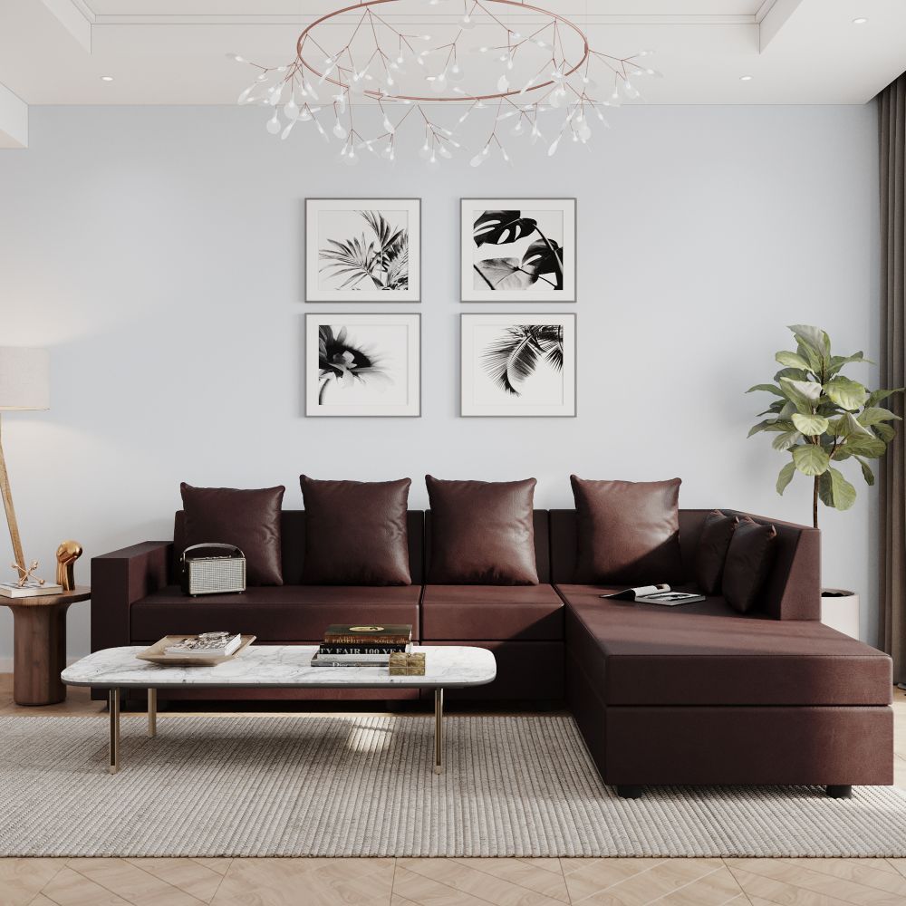 Wakefit Skiver L Shape Sofa Set (3 Seater + Right Aligned Chaise)