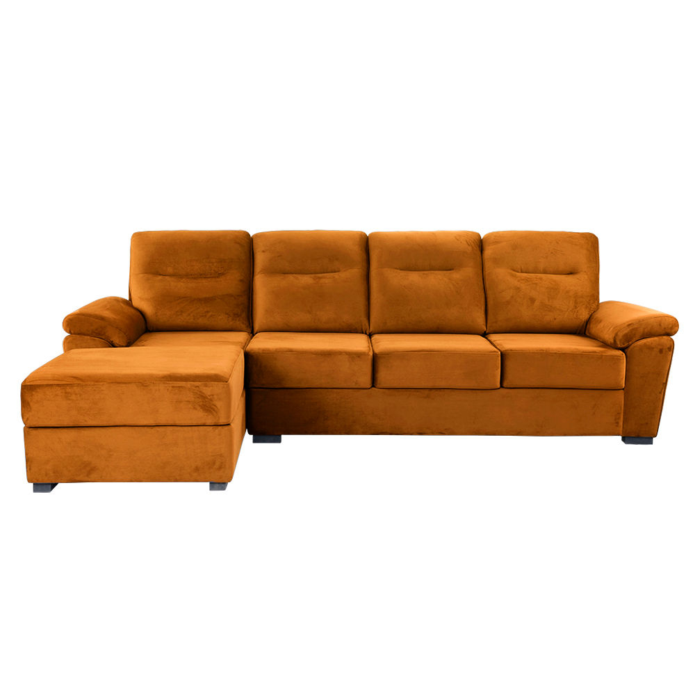 Wakefit Lounger L - Shape Sofa Set (3 Seater + Left Aligned Chaise) - Velvet Amber