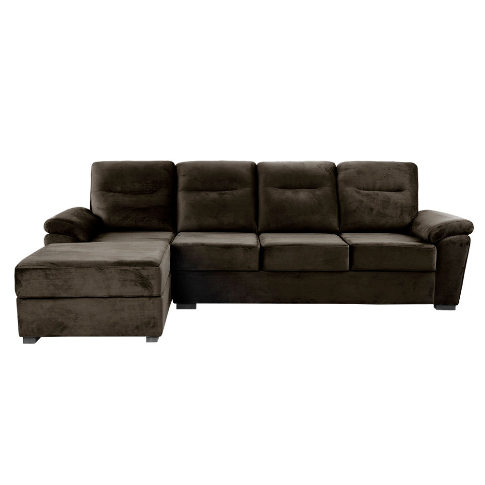 Wakefit Lounger L - Shape Sofa Set (3 Seater + Left Aligned Chaise) - Velvet Stone