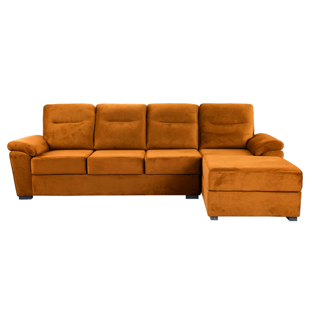 Wakefit Lounger L - Shape Sofa Set (3 Seater + Right Aligned Chaise) - Velvet Amber