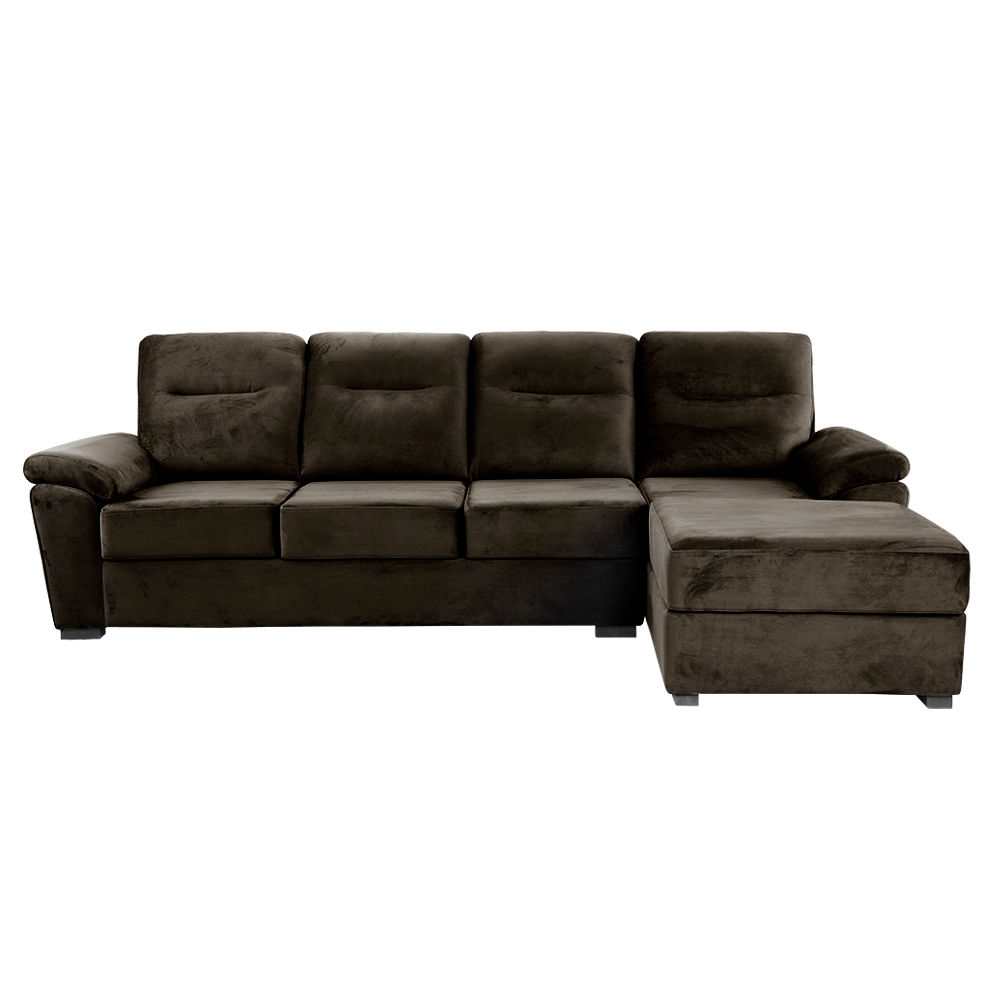 Wakefit Lounger L - Shape Sofa Set (3 Seater + Right Aligned Chaise) - Velvet Stone
